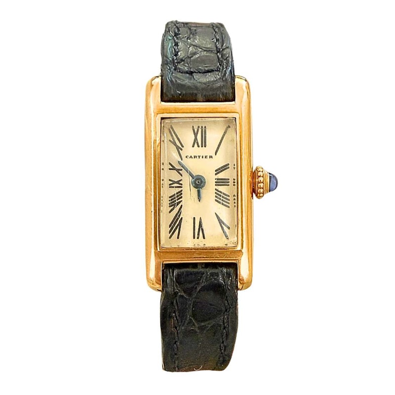 Vintage Cartier Mini Tank Circa 1960s 18k Yellow Gold Paris Dial Quartz Watch 15mm