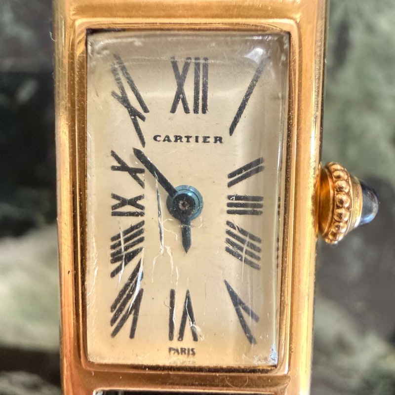 Vintage Cartier Mini Tank Circa 1960s 18k Yellow Gold Paris Dial Quartz Watch 15mm