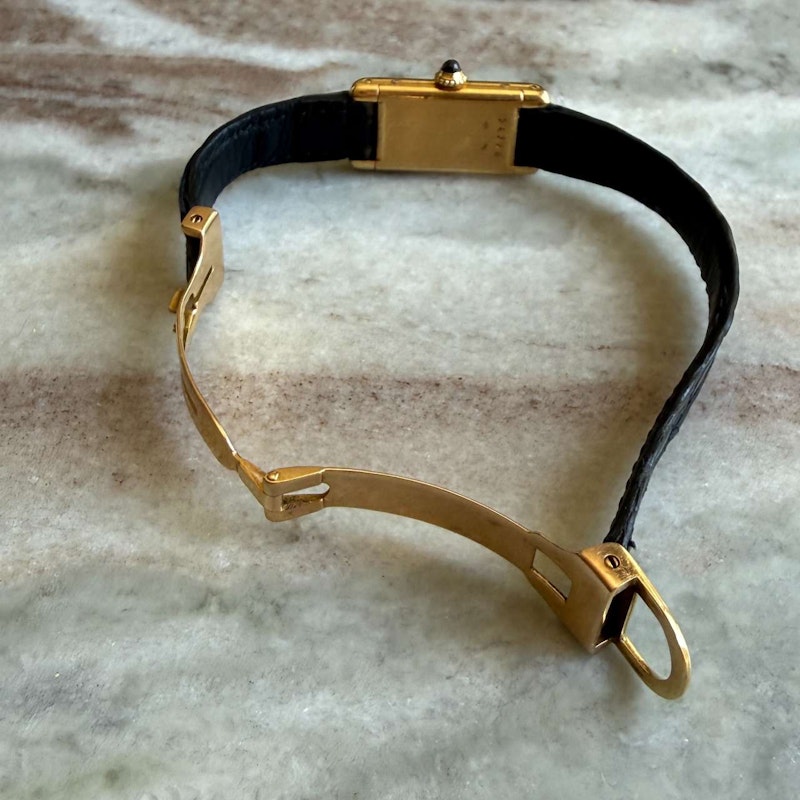 Vintage Cartier Mini Tank Circa 1960s 18k Yellow Gold Paris Dial Quartz Watch 15mm