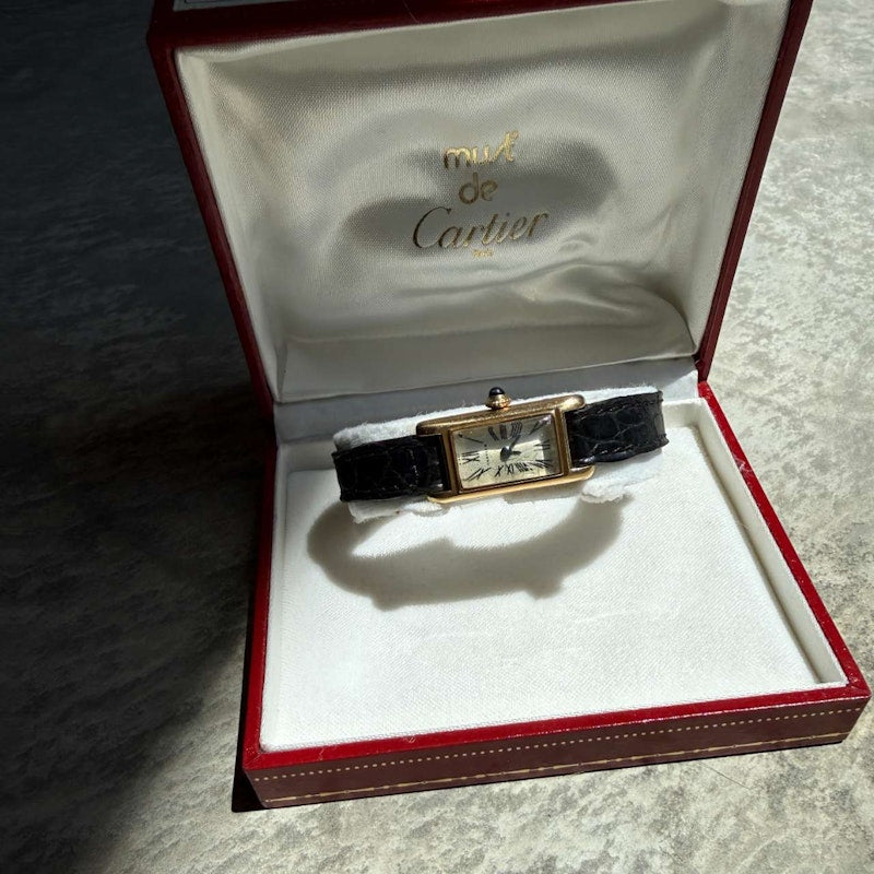 Vintage Cartier Mini Tank Circa 1960s 18k Yellow Gold Paris Dial Quartz Watch 15mm