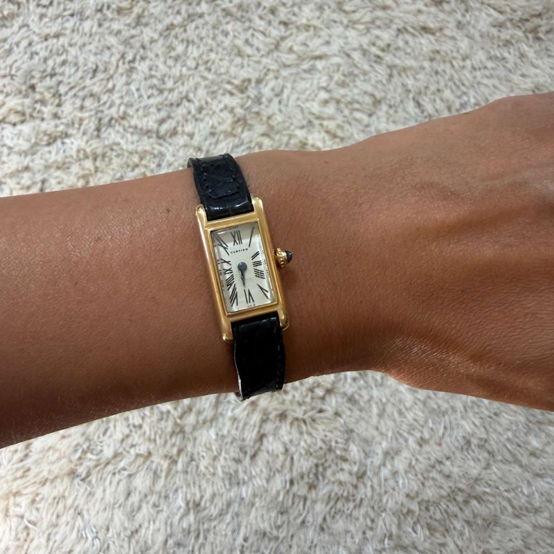 Vintage Cartier Mini Tank Circa 1960s 18k Yellow Gold Paris Dial Quartz Watch 15mm