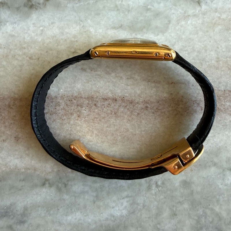 Vintage Cartier Mini Tank Circa 1960s 18k Yellow Gold Paris Dial Quartz Watch 15mm