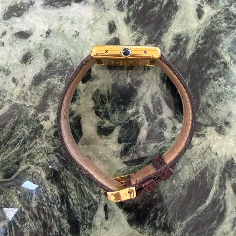 Vintage Cartier Must de Cartier Tank Circa 1970s Vermeil Manual Wind Watch 21 x 28 mm