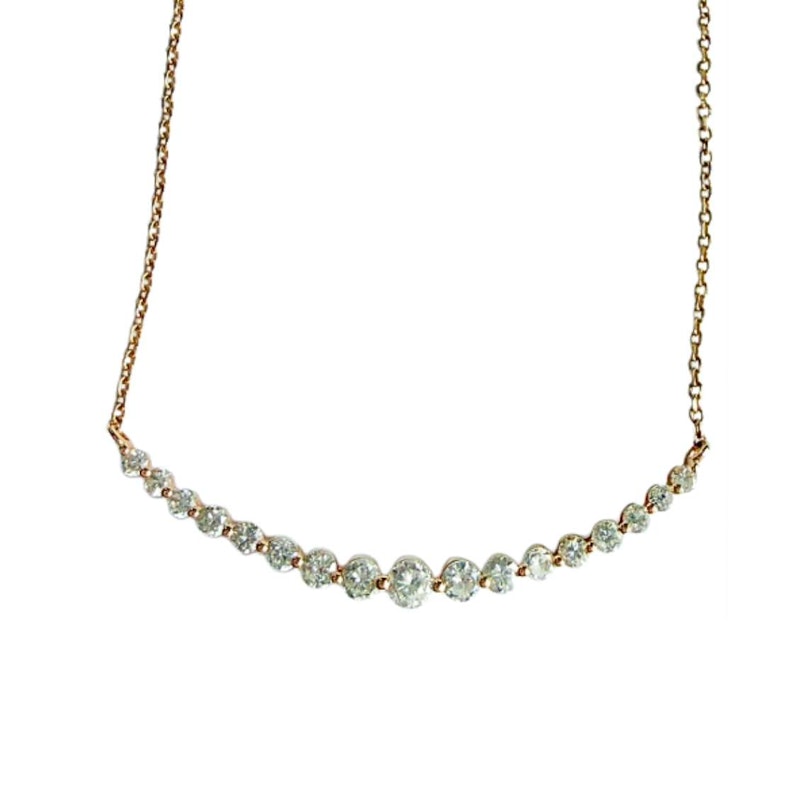18k Yellow Gold Graduated Diamond Curve Necklace