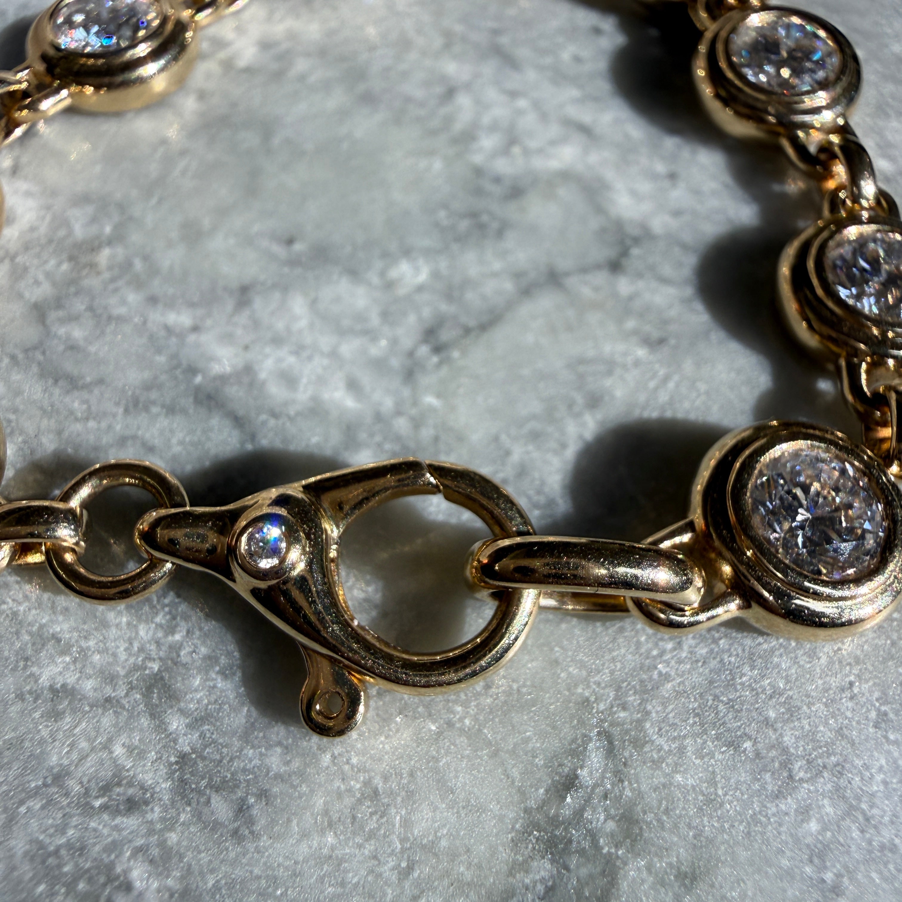 14k Yellow Gold Bezel Set Round Diamond Tennis Bracelet