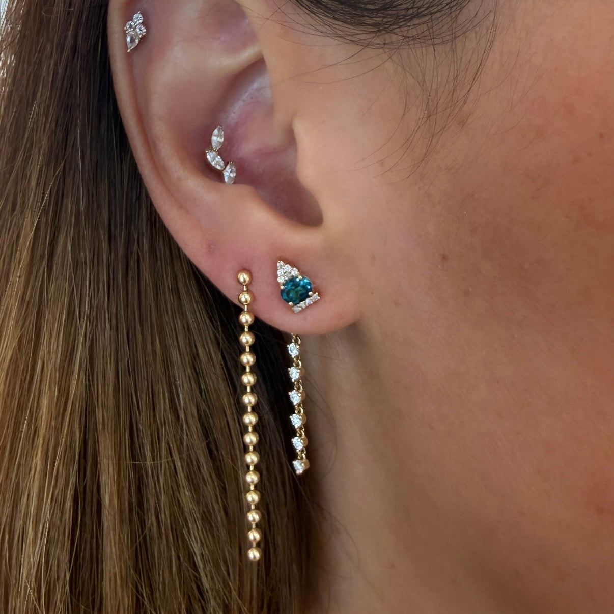 Vice Versa Gemini Diamond Drop Earrings in 14k Yellow Gold