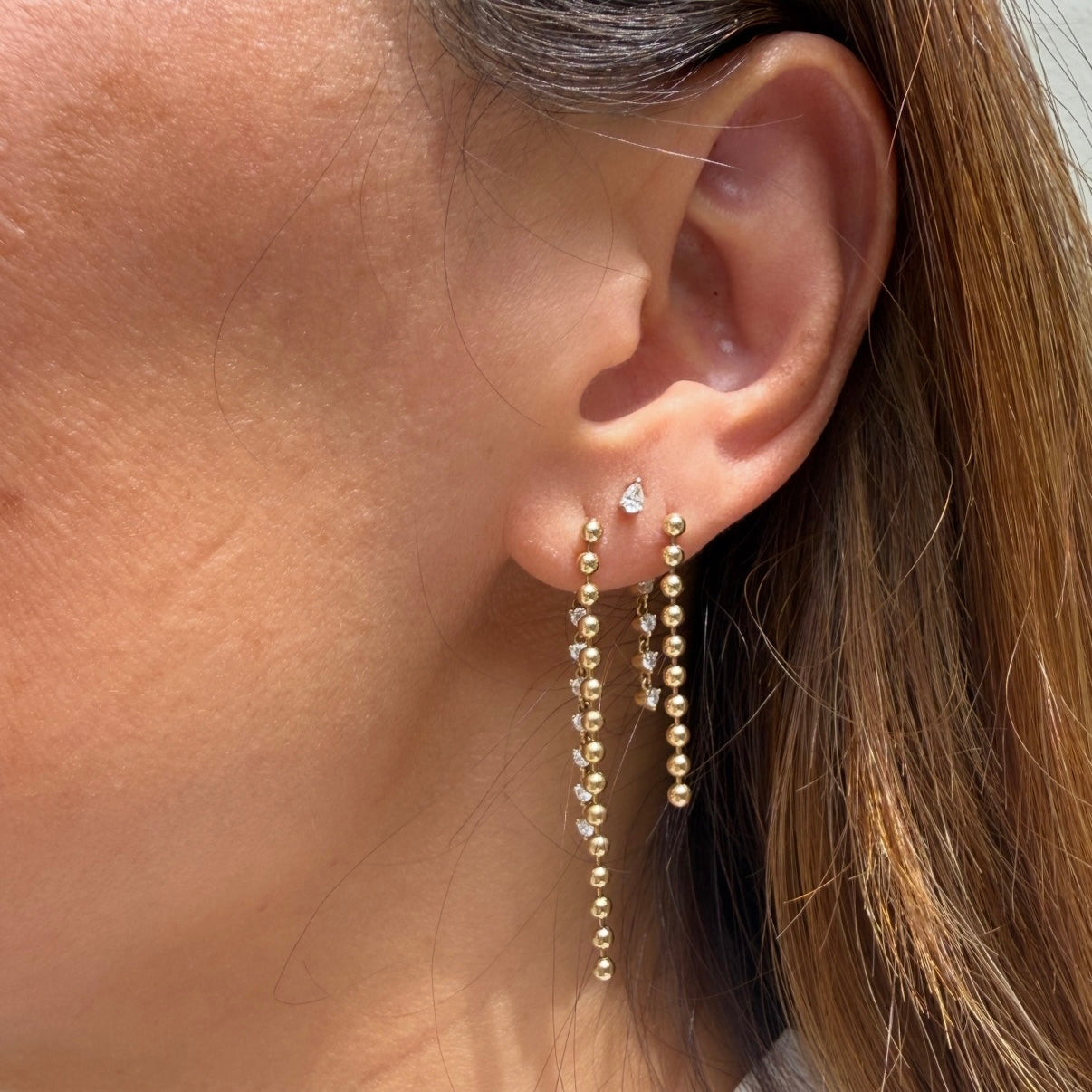 Vice Versa Mini Gemini Diamond Drop Earrings in 14k Yellow Gold