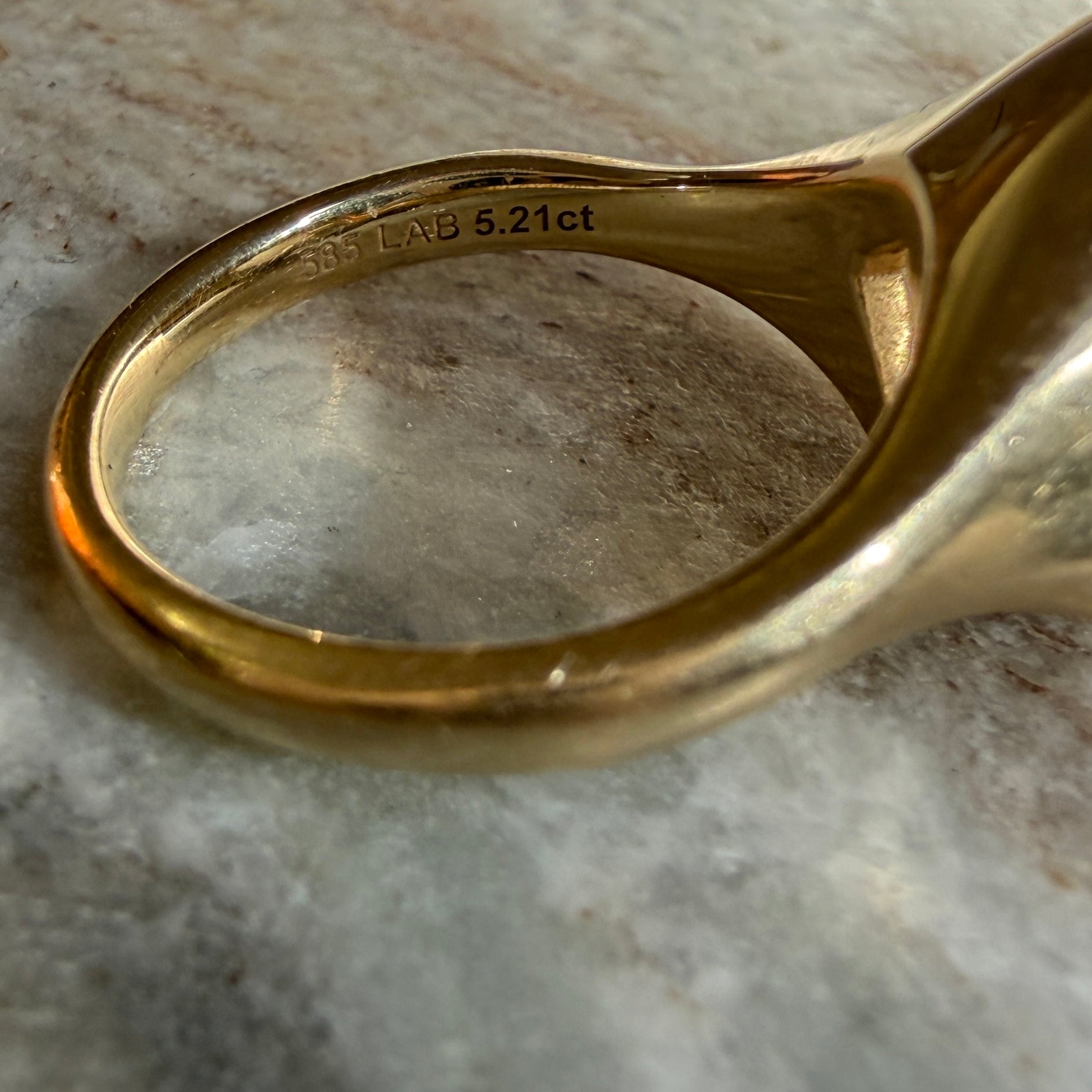 14k Yellow Gold Offset Emerald Cut Diamond Ring