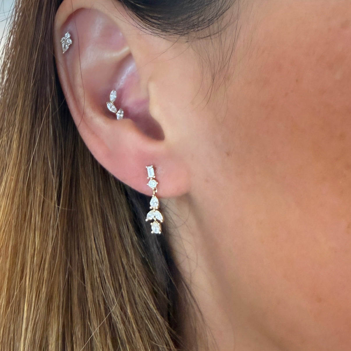 Dana Rebecca Alexa Jordyn Multi-Shape Diamond Drop Earrings in 14k Yellow Gold