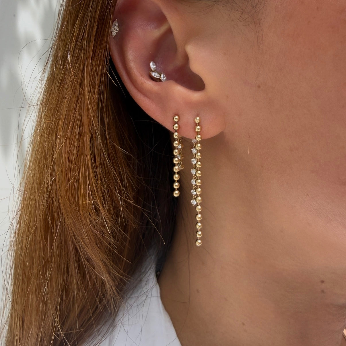 Vice Versa Gemini Diamond Drop Earrings in 14k Yellow Gold