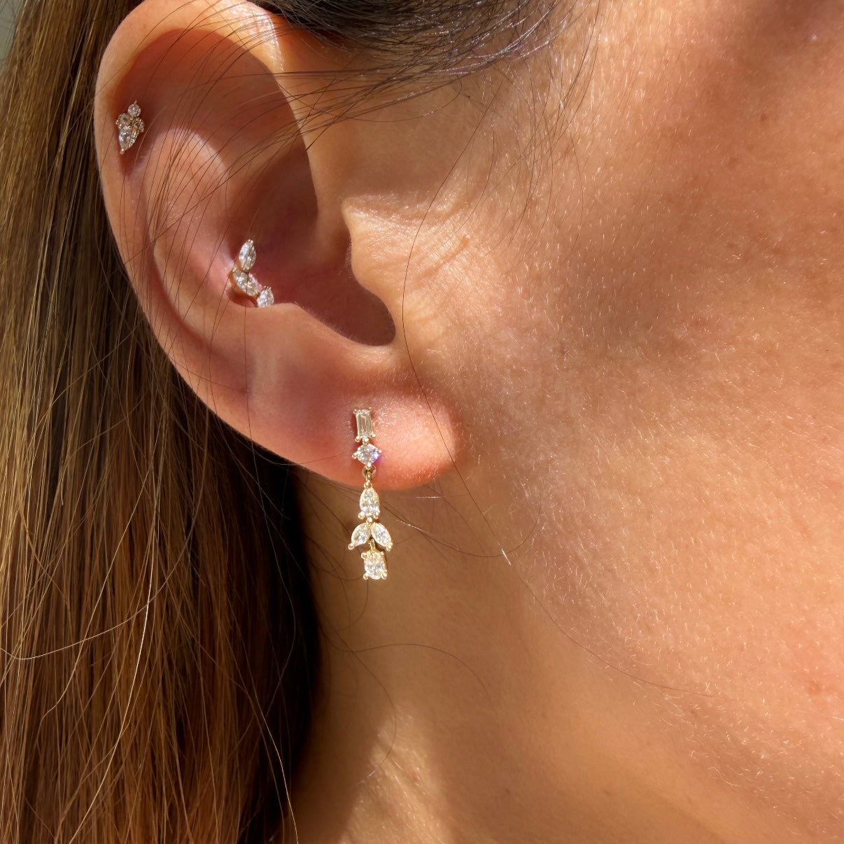 Dana Rebecca Alexa Jordyn Multi-Shape Diamond Drop Earrings in 14k Yellow Gold