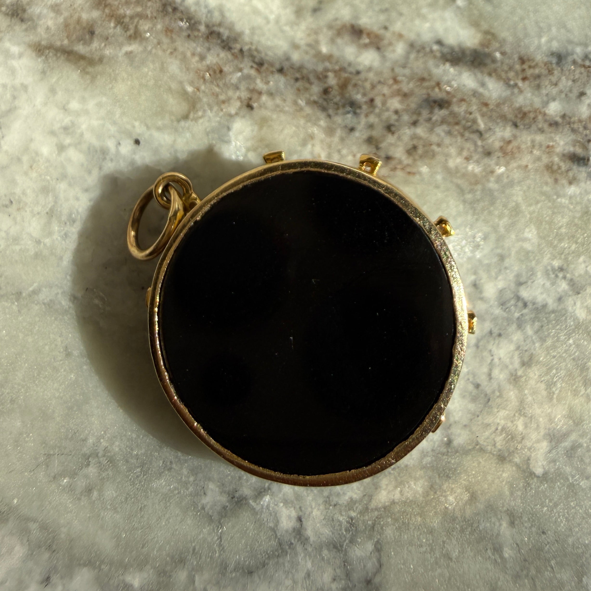 14k Yellow Gold Onyx Evil Eye Diamond & Sapphire Charm