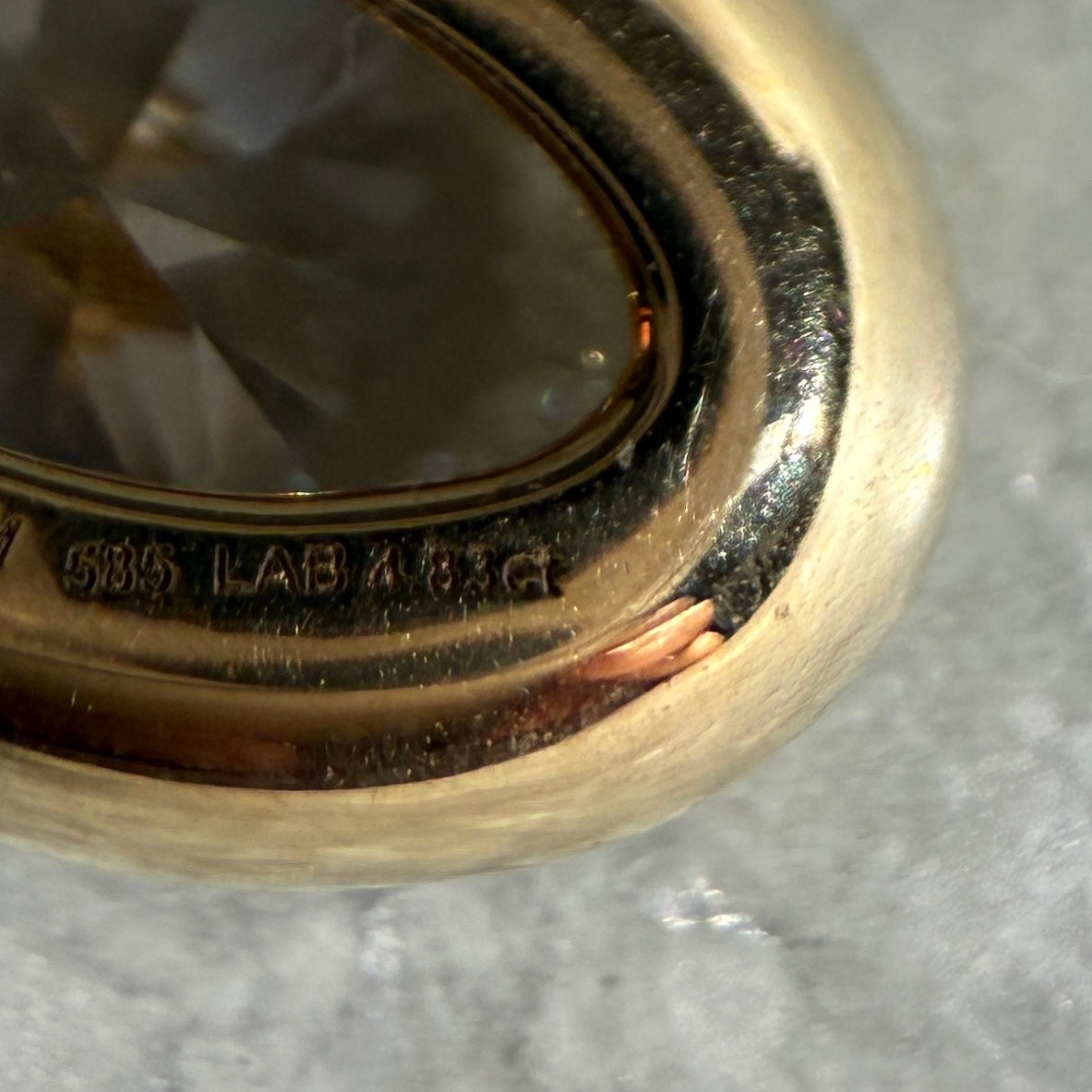 14k Yellow Gold Oval Diamond Charm with Diamond Clasp Bale