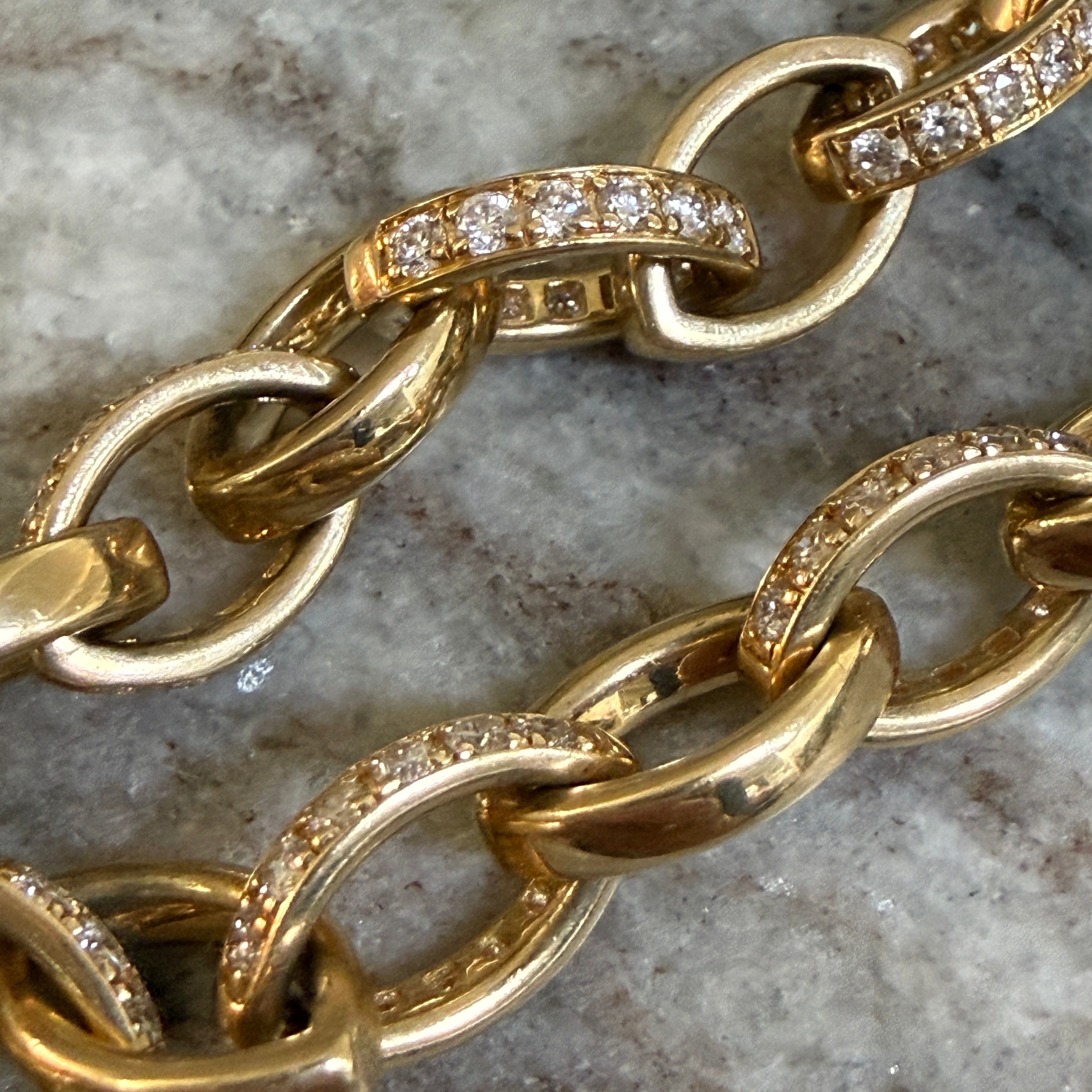 14k Yellow Gold Diamond Marquise Link & Toggle Bracelet