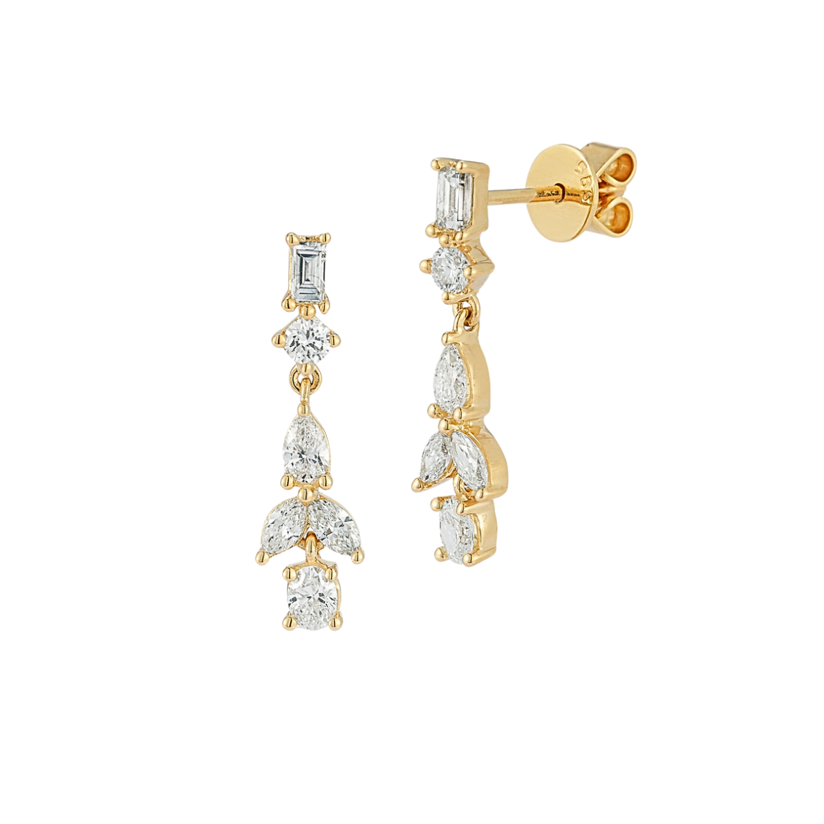 Dana Rebecca Alexa Jordyn Multi-Shape Diamond Drop Earrings in 14k Yellow Gold