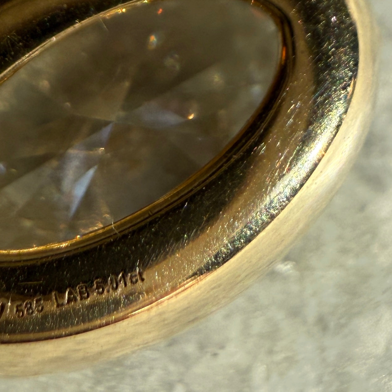 14k Yellow gold Oval Cut Diamond Charm