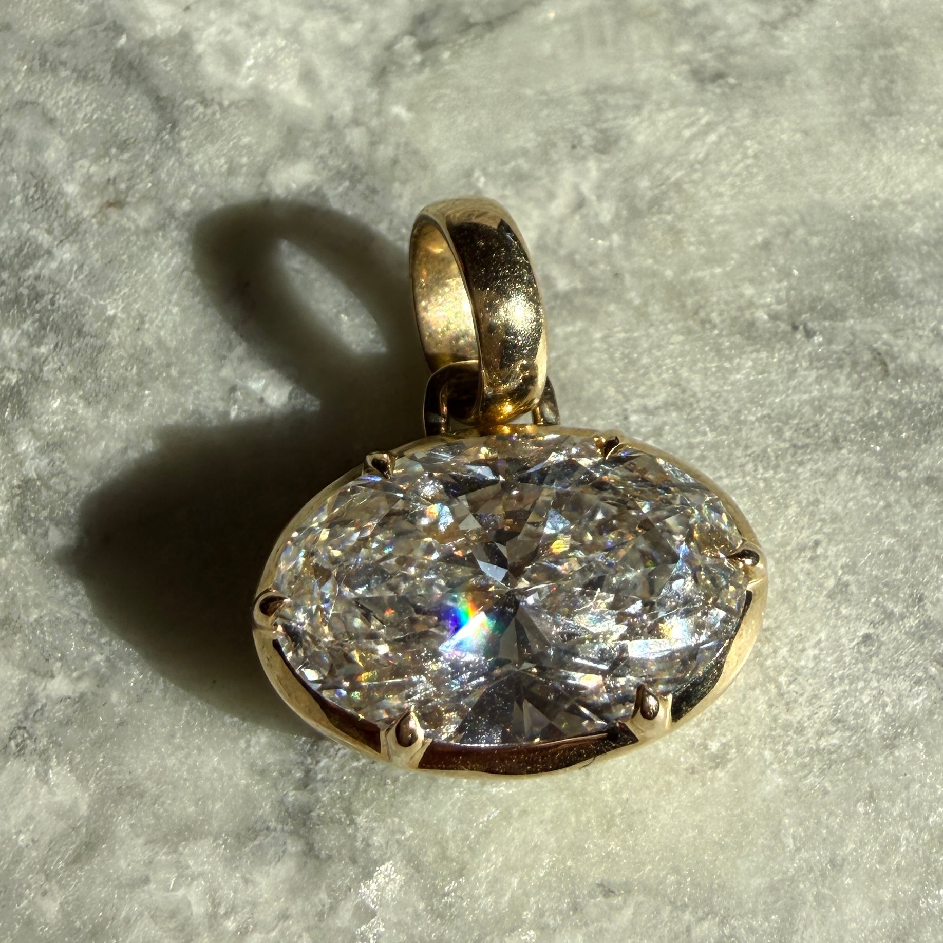 14k Yellow gold Oval Cut Diamond Charm