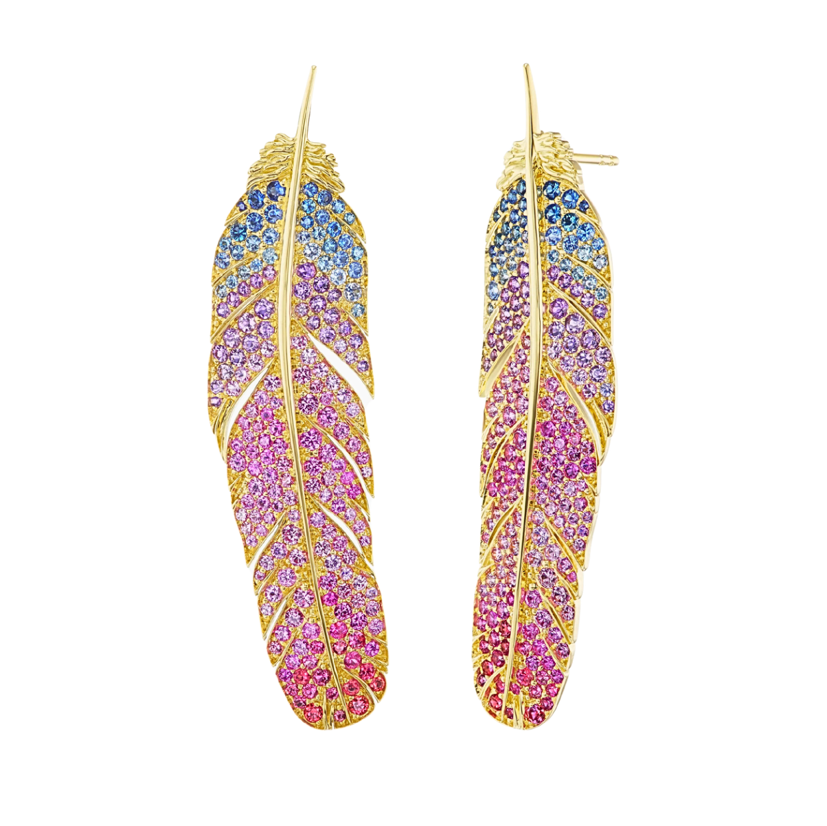 Emily P. Wheeler Feather Earrings in 18k Yellow Gold