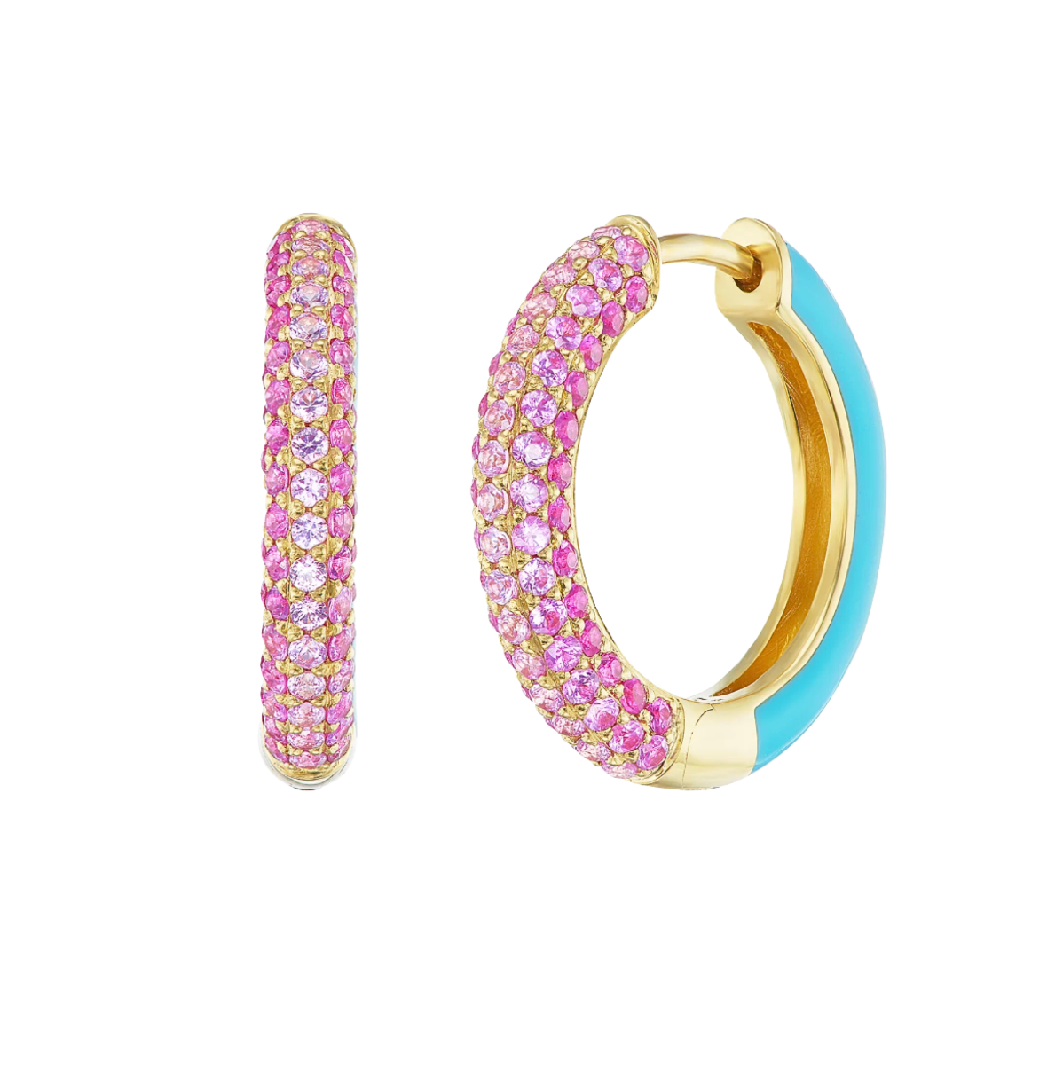 Emily P. Wheeler Sapphire and Ruby California Duo Hoop Earrings in 18k Yellow Gold