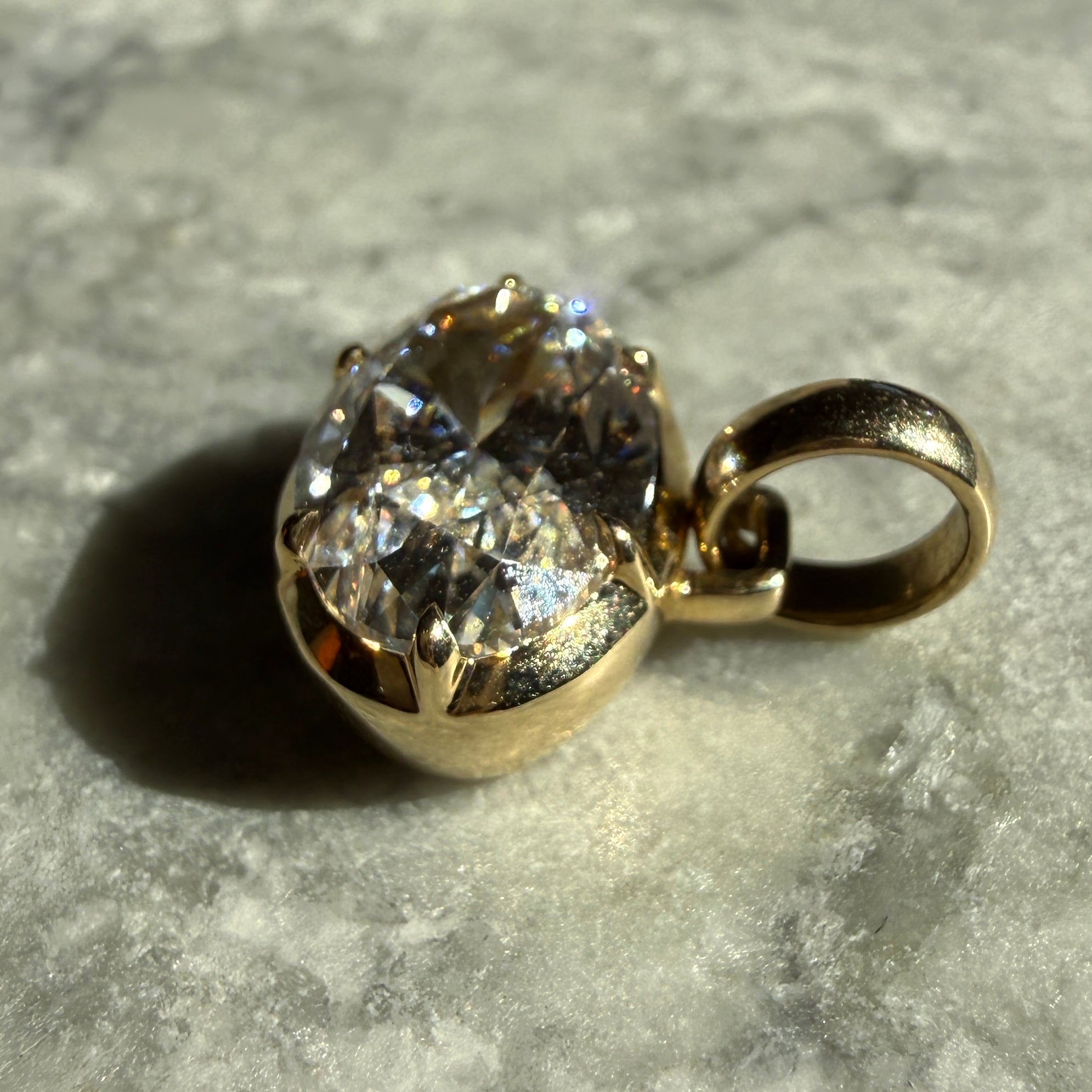 14k Yellow gold Oval Cut Diamond Charm