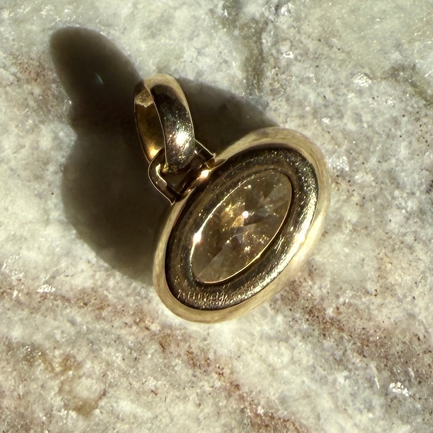 14k Yellow gold Oval Cut Diamond Charm