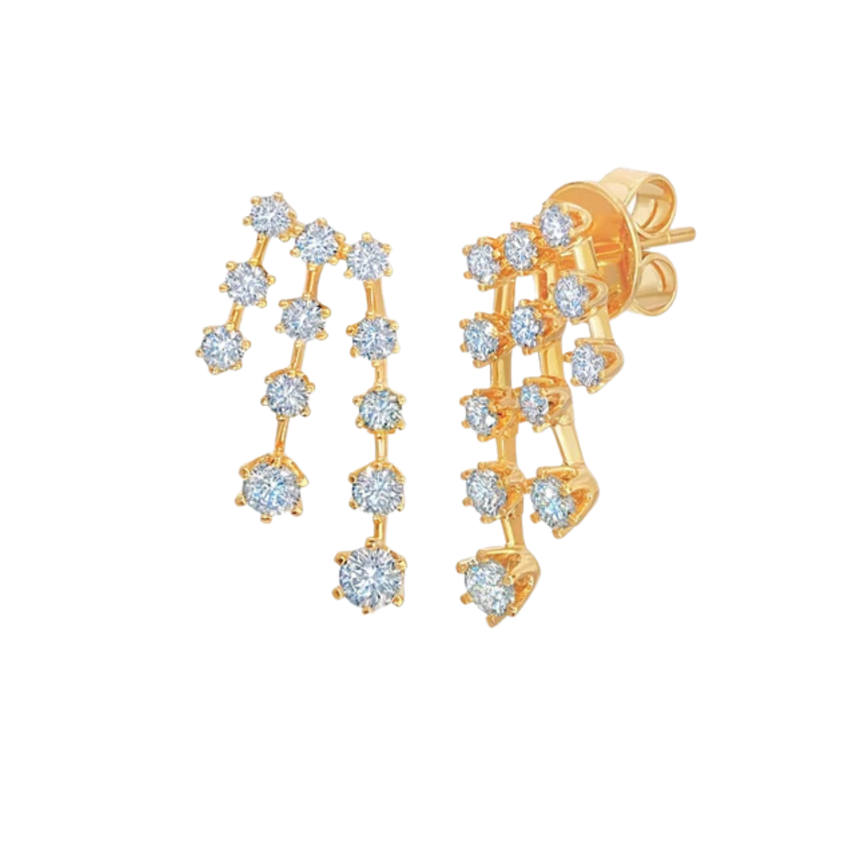 Graziela Floating Diamond Fall Earrings in 18k Yellow Gold