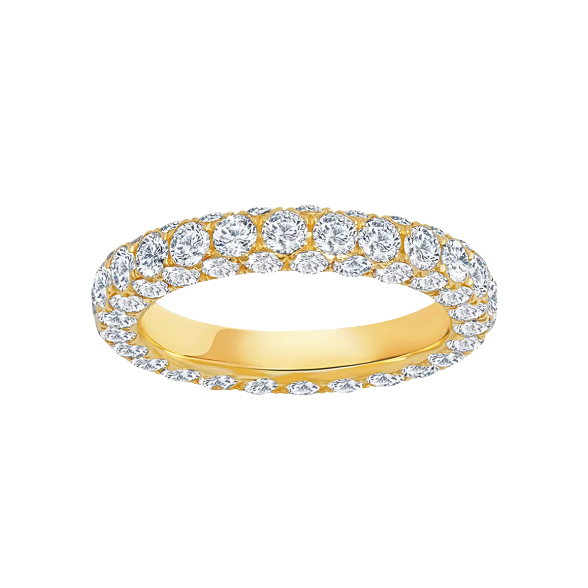 Graziela Three Sided White Diamond Band Ring in 18k Yellow Gold