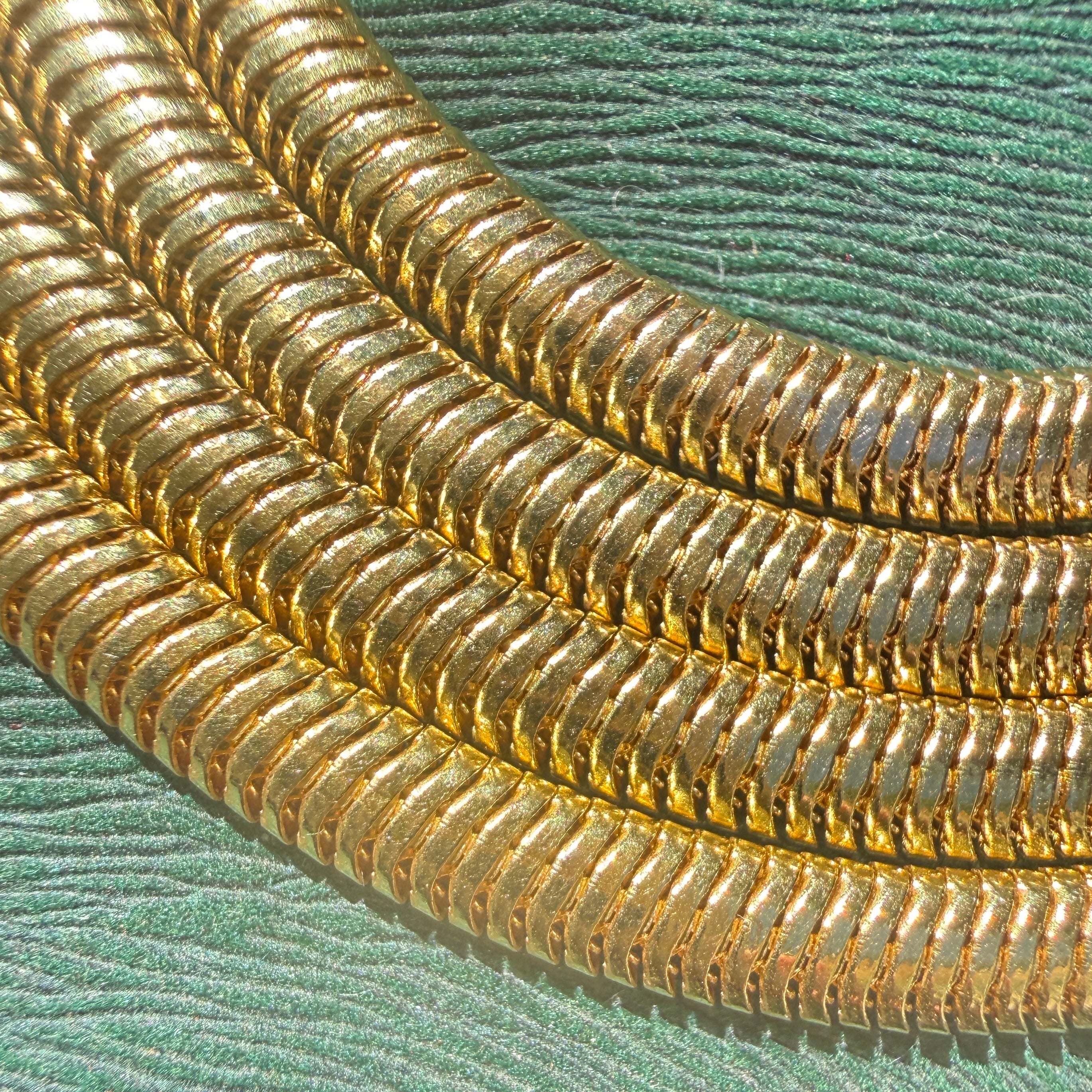 Vintage 14k Italian Yellow Gold Long Snake Chain Necklace, 30"