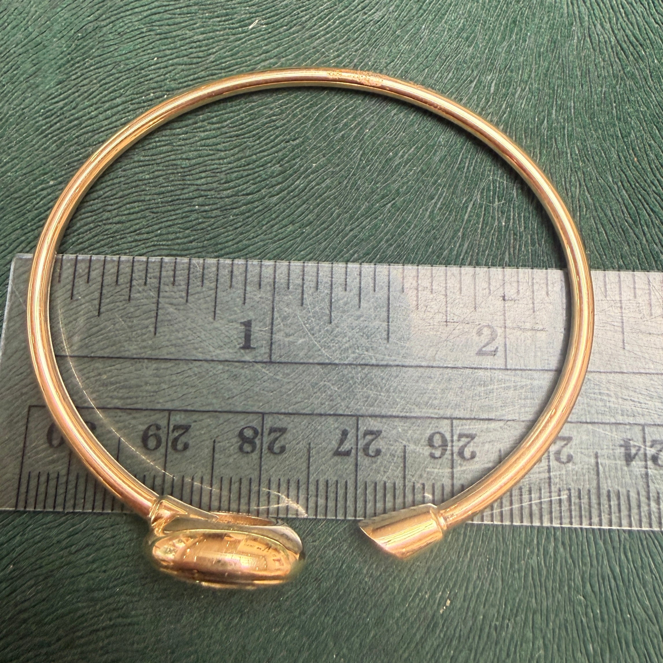 14k Yellow Gold Oval Diamond Open Cuff Bangle