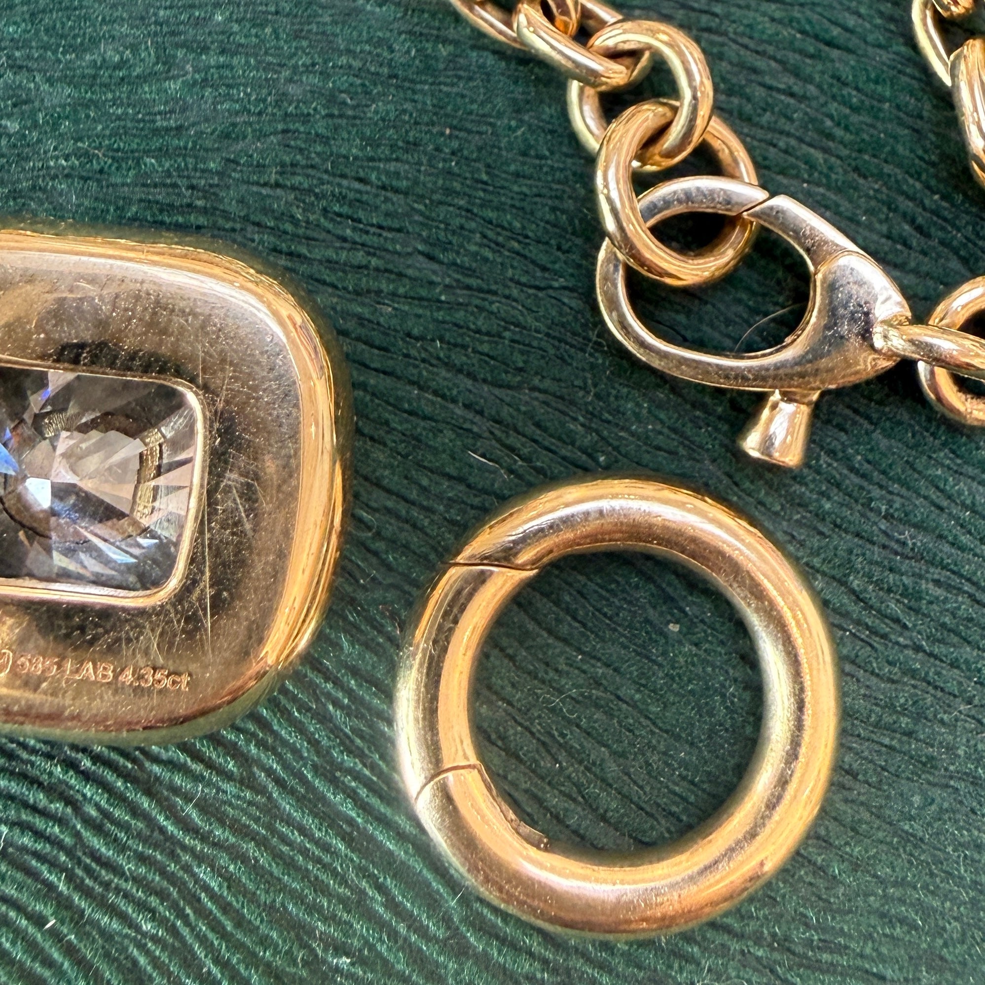 14k Yellow Gold Twisted Link Chain Necklace with Two-Tone Cushion Cut Diamond Pendant