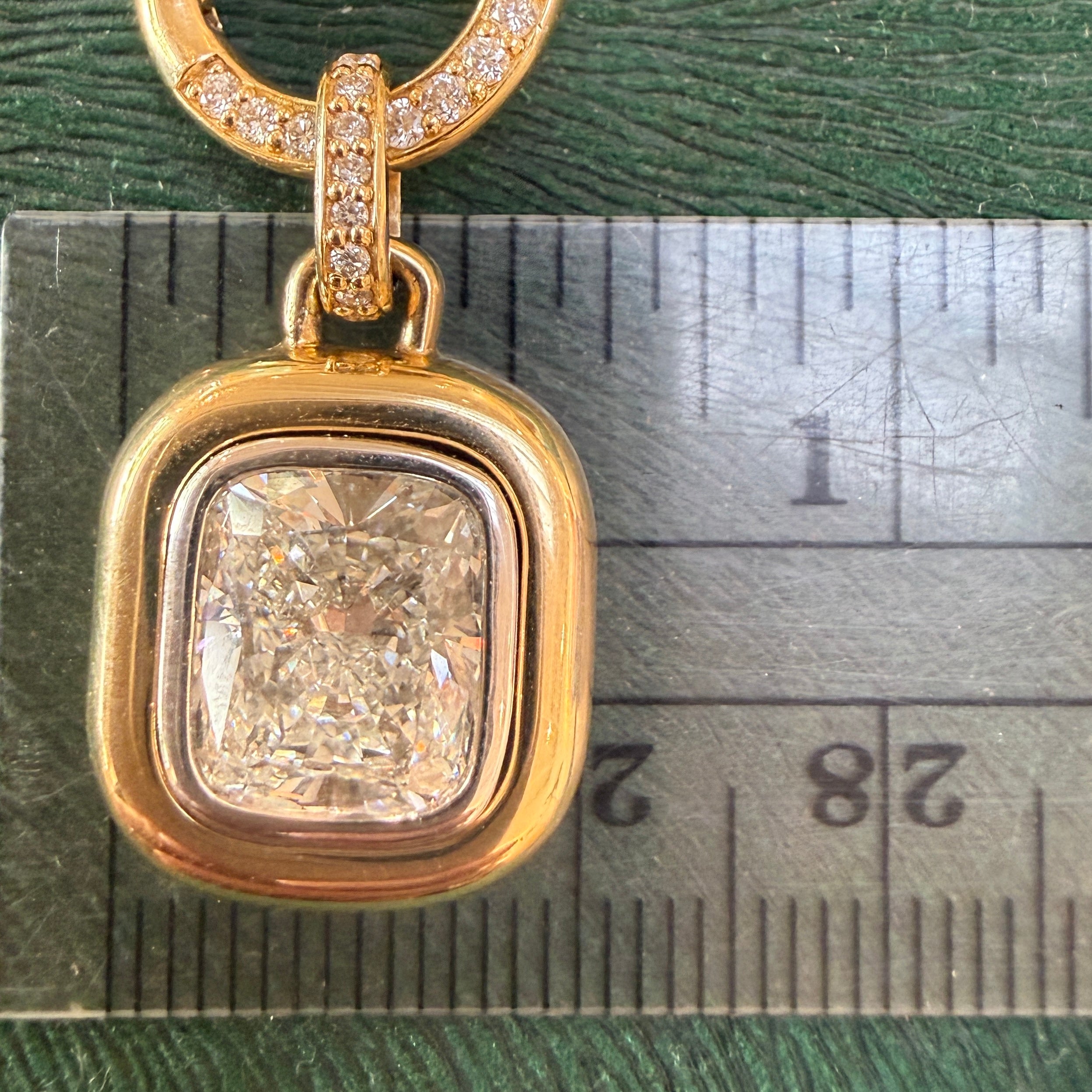 14k Yellow Gold Twisted Link Chain Necklace with Two-Tone Cushion Cut Diamond Pendant