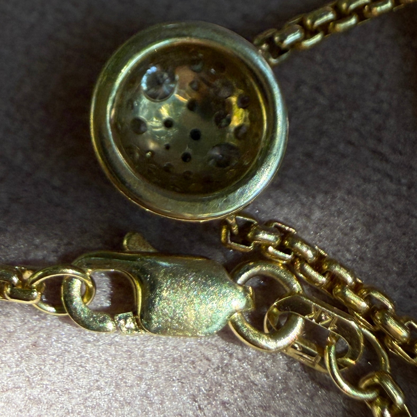 Shylee Rose 14k Yellow Gold Mixed Diamond Round Pave Necklace