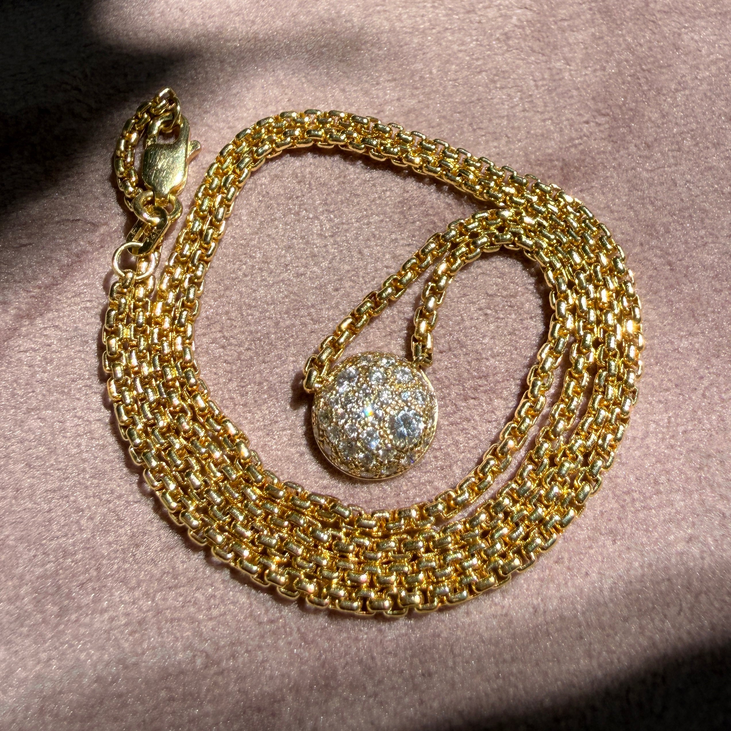 Shylee Rose 14k Yellow Gold Mixed Diamond Round Pave Necklace
