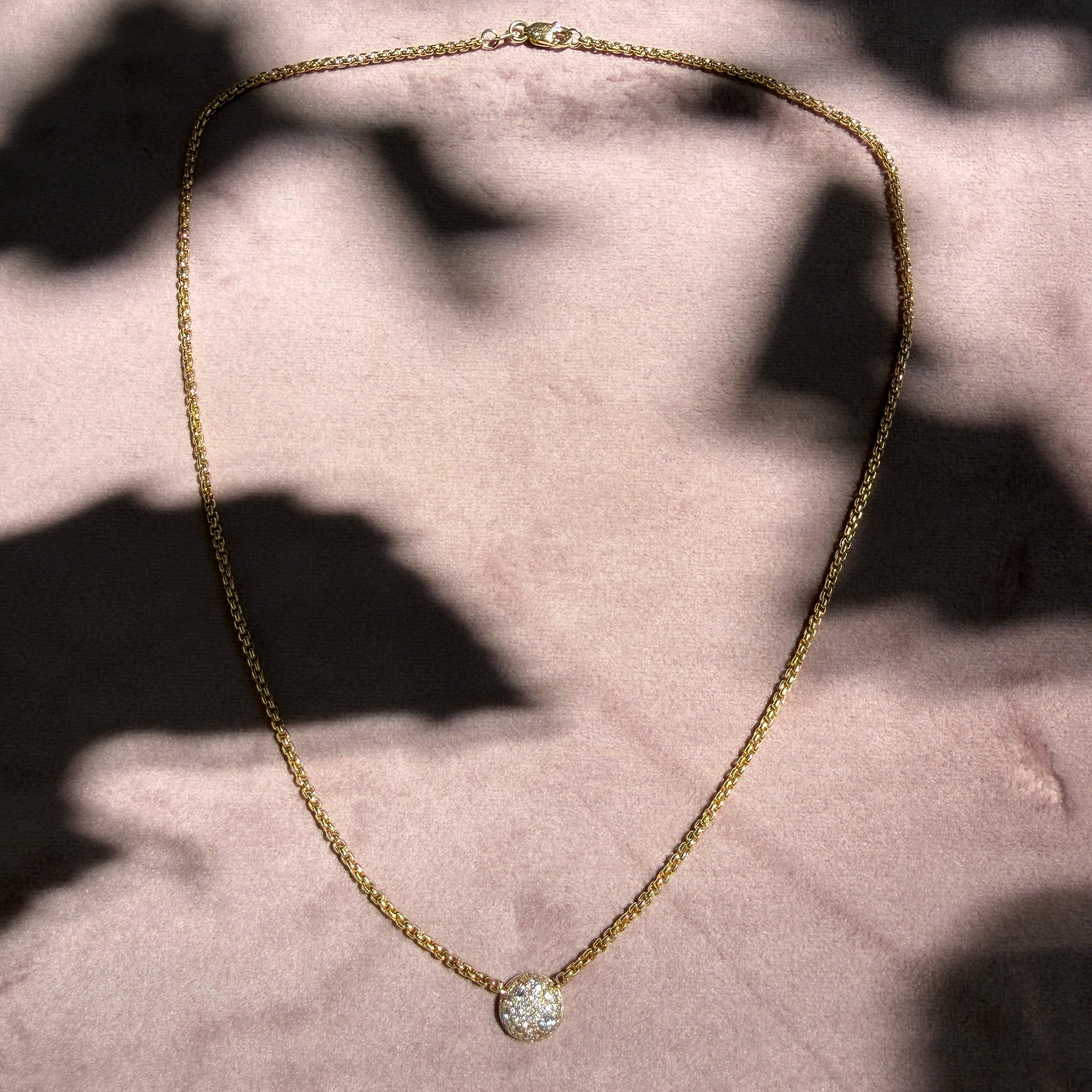 Shylee Rose 14k Yellow Gold Mixed Diamond Round Pave Necklace