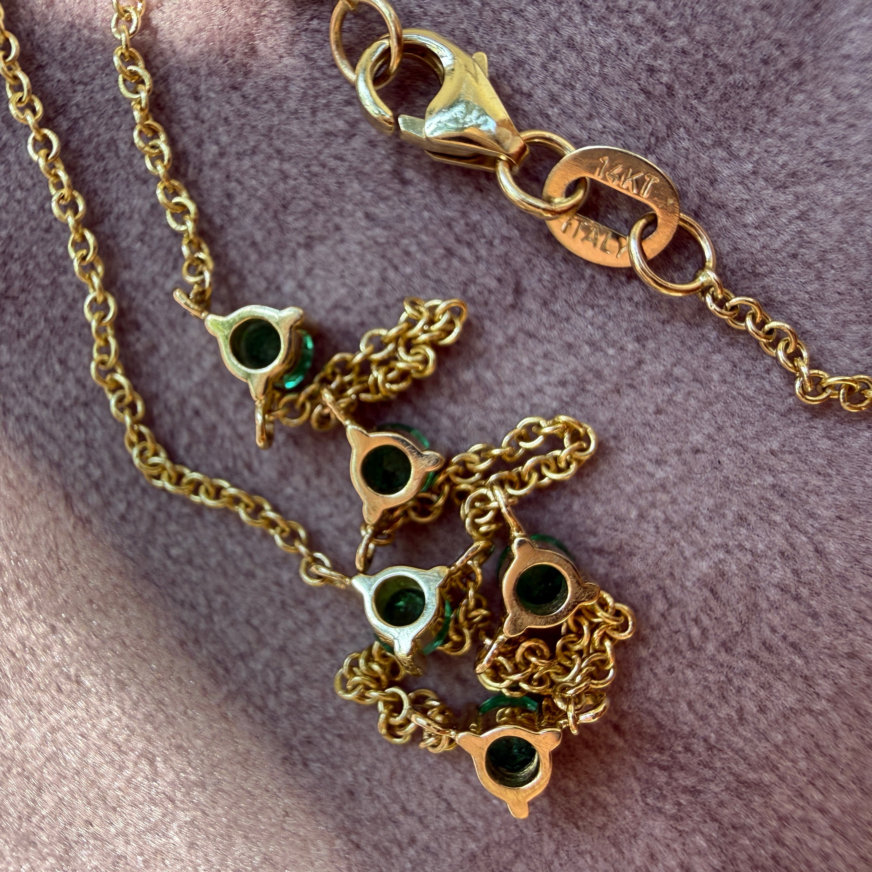 Shylee Rose 14k Yellow Gold 5 Floating Emerald Necklace
