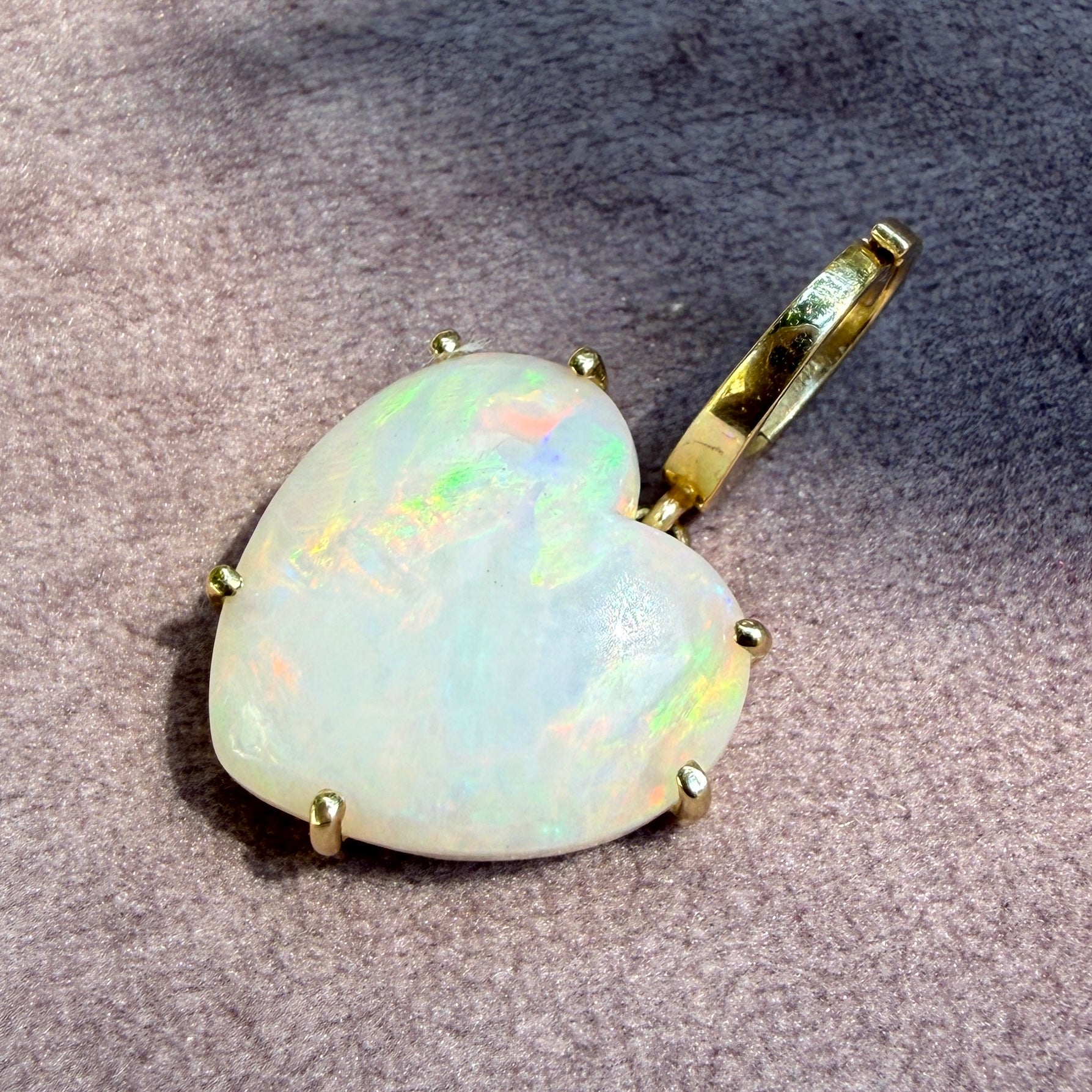 Shylee Rose 14k Yellow Gold Opal Heart Charm