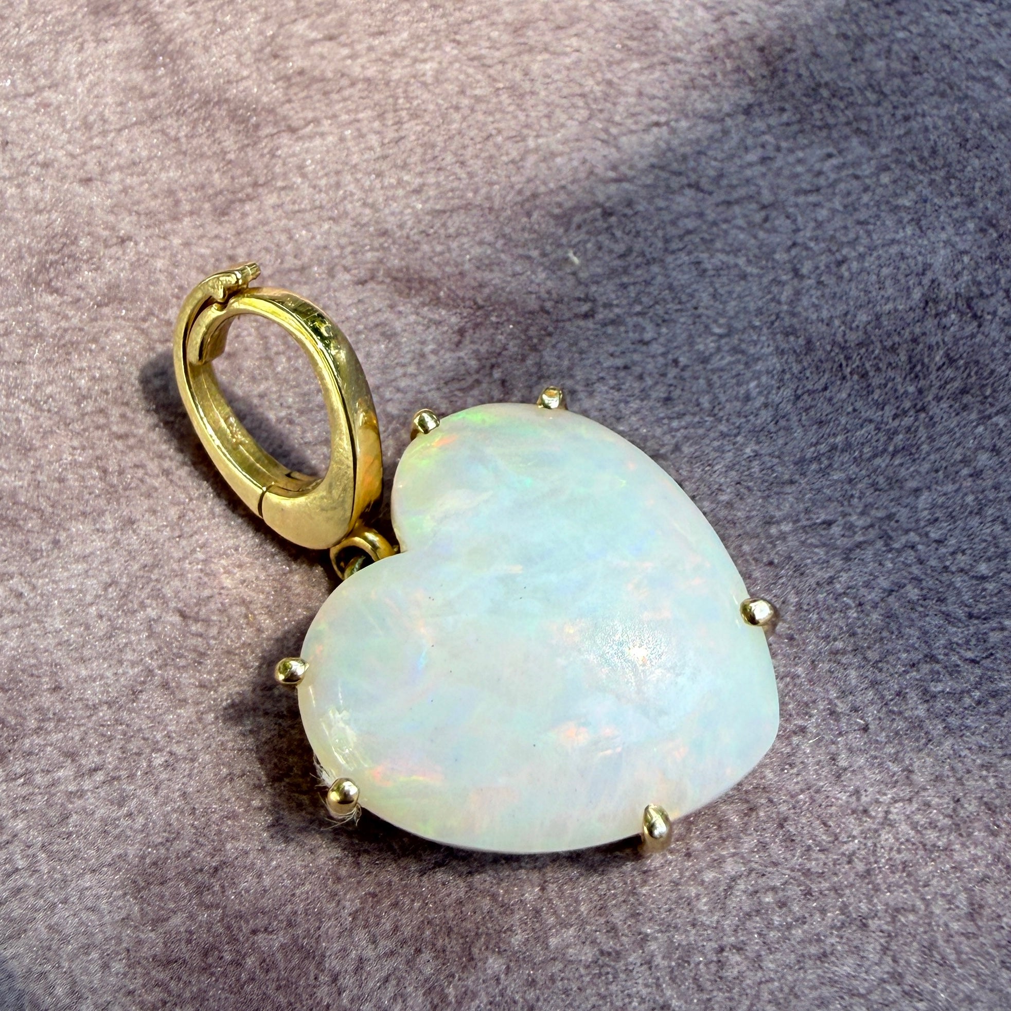 Shylee Rose 14k Yellow Gold Opal Heart Charm