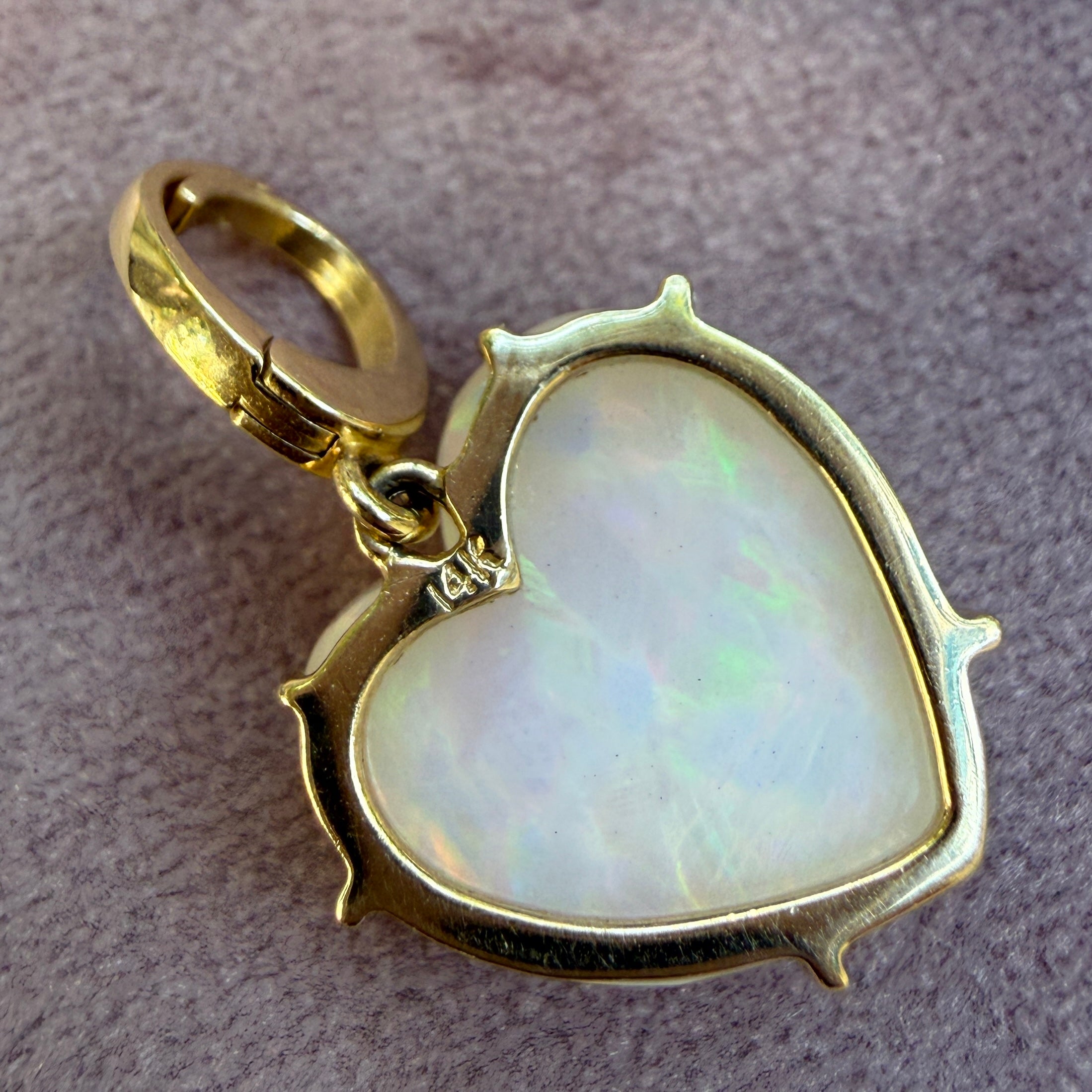 Shylee Rose 14k Yellow Gold Opal Heart Charm