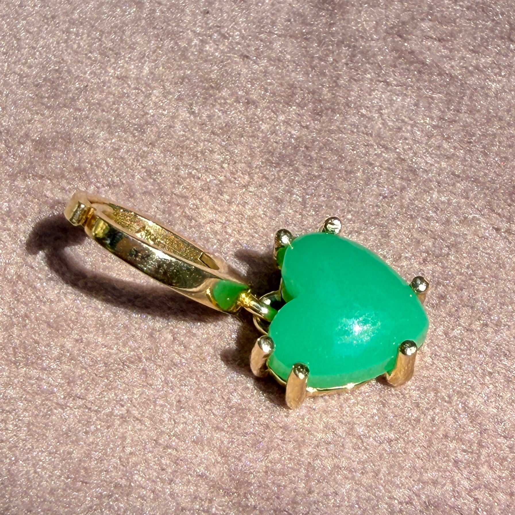 Shylee Rose 14k Yellow Gold Chrysoprase Mini Heart Charm