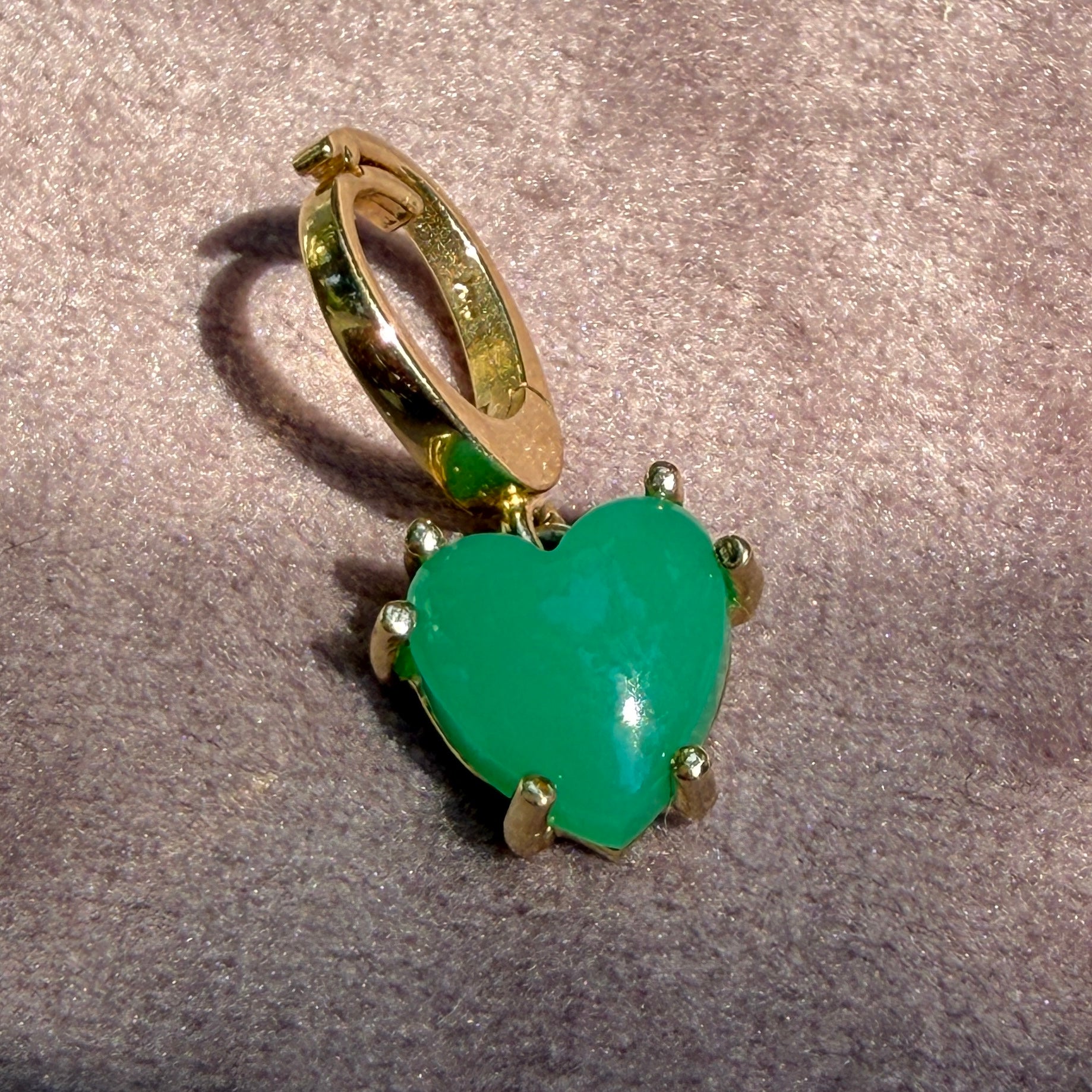 Shylee Rose 14k Yellow Gold Chrysoprase Mini Heart Charm