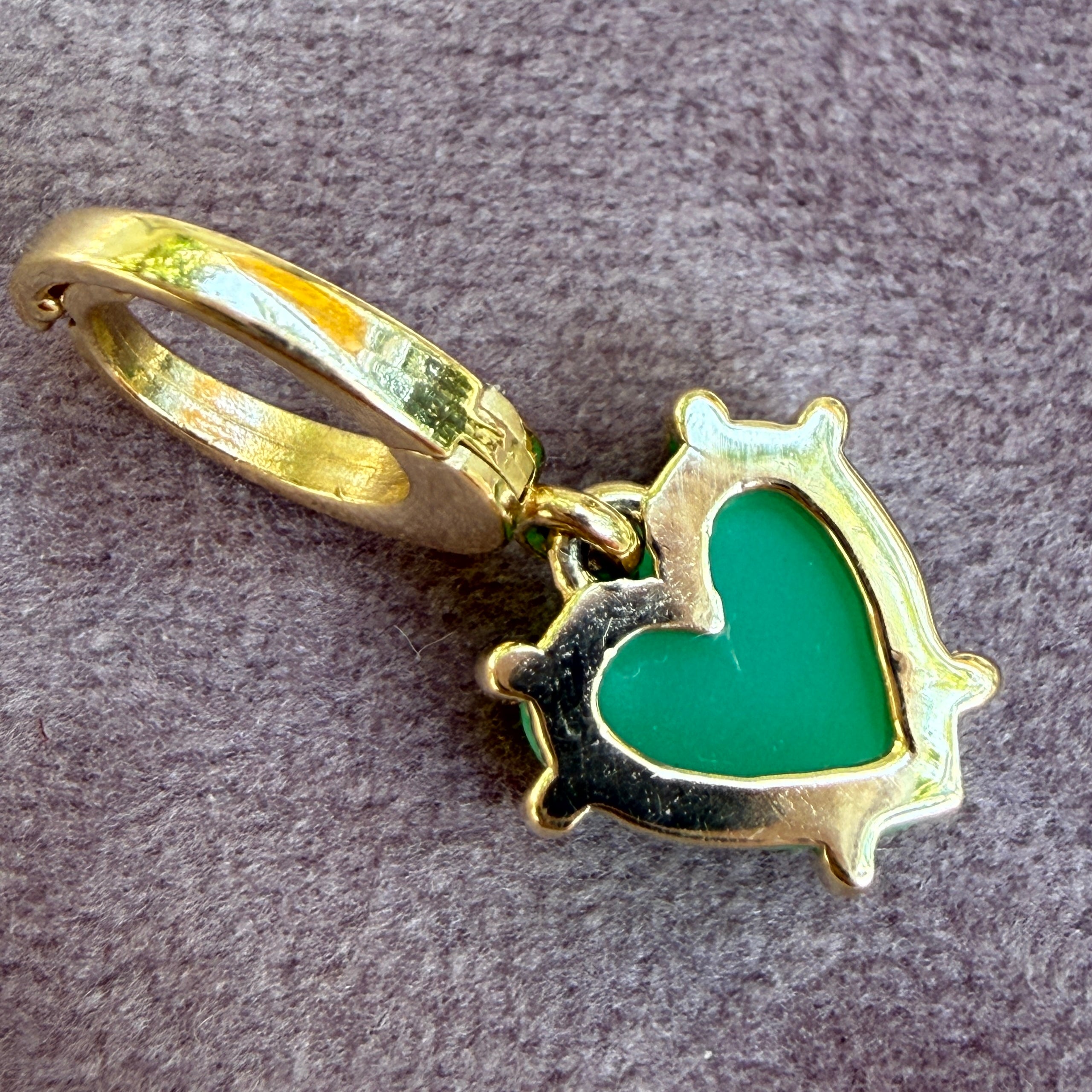 Shylee Rose 14k Yellow Gold Chrysoprase Mini Heart Charm