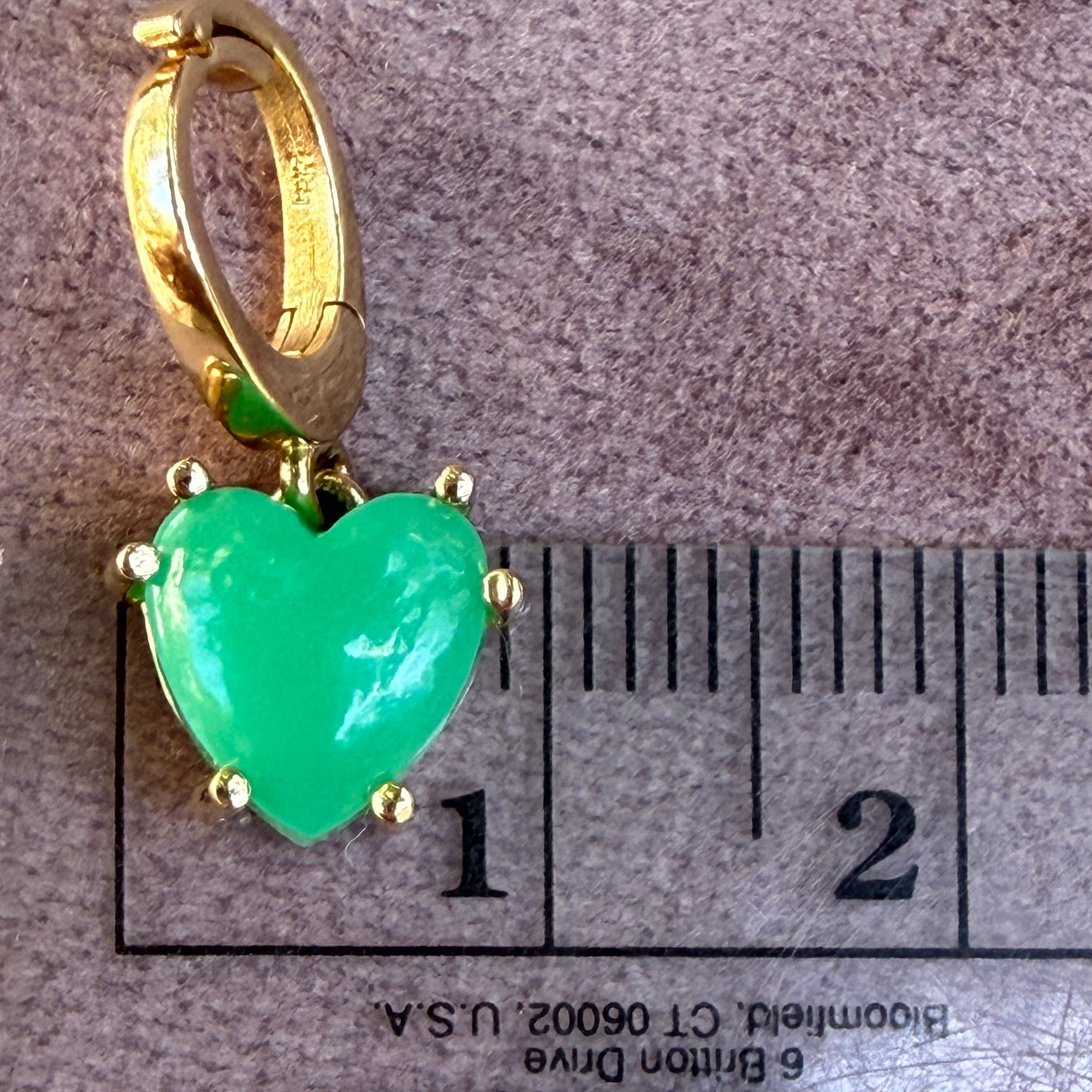 Shylee Rose 14k Yellow Gold Chrysoprase Mini Heart Charm