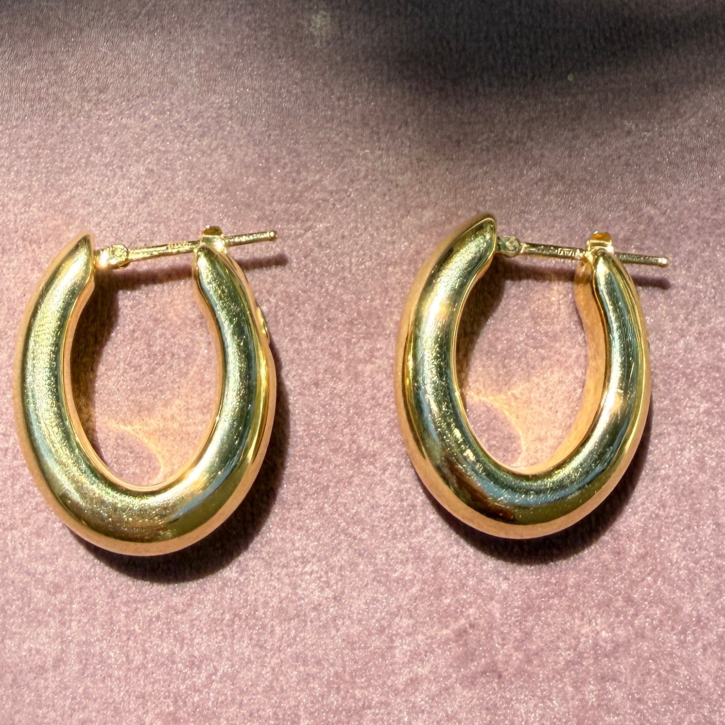 Shylee Rose 14k Yellow Gold Oval Puff Hoops