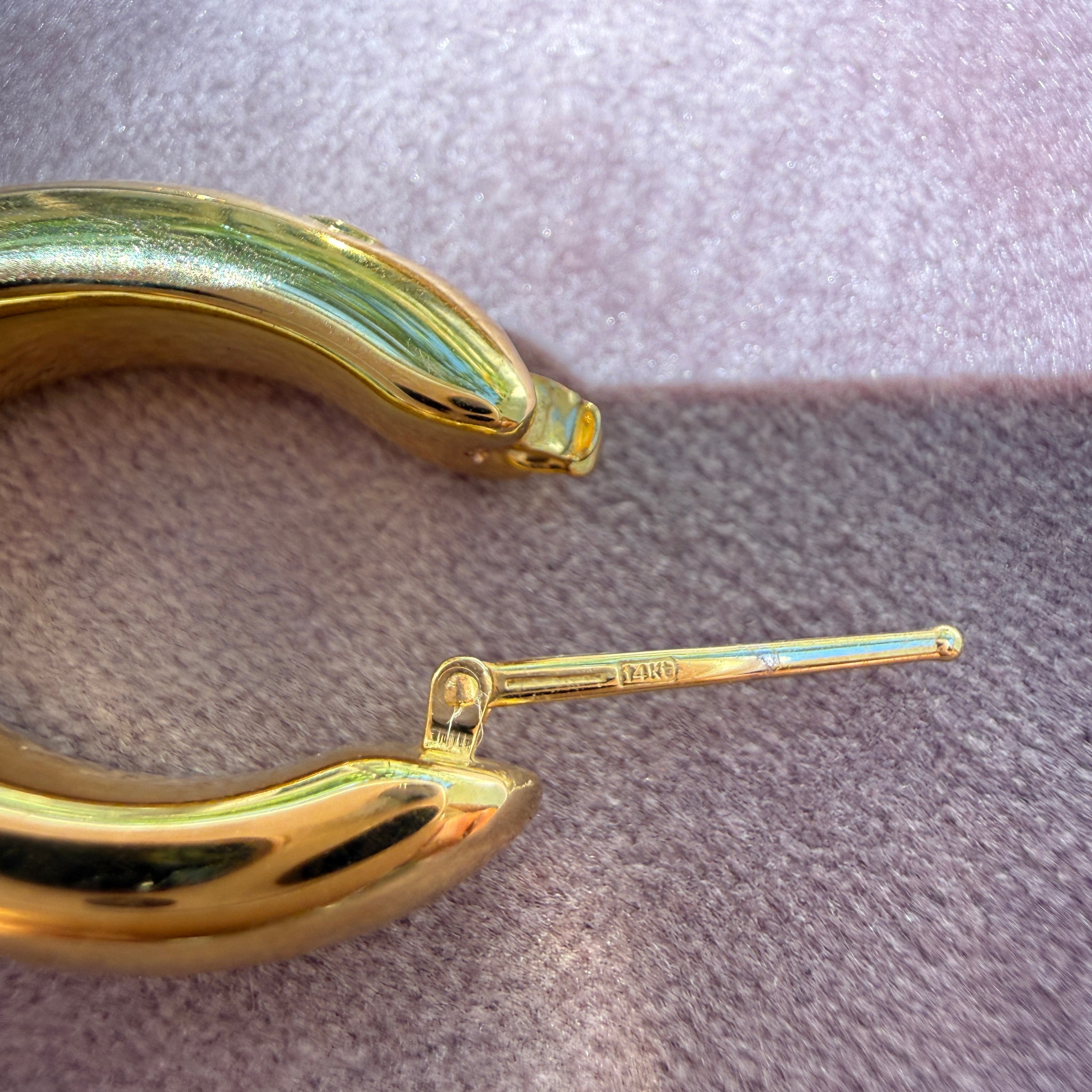 Shylee Rose 14k Yellow Gold Oval Puff Hoops