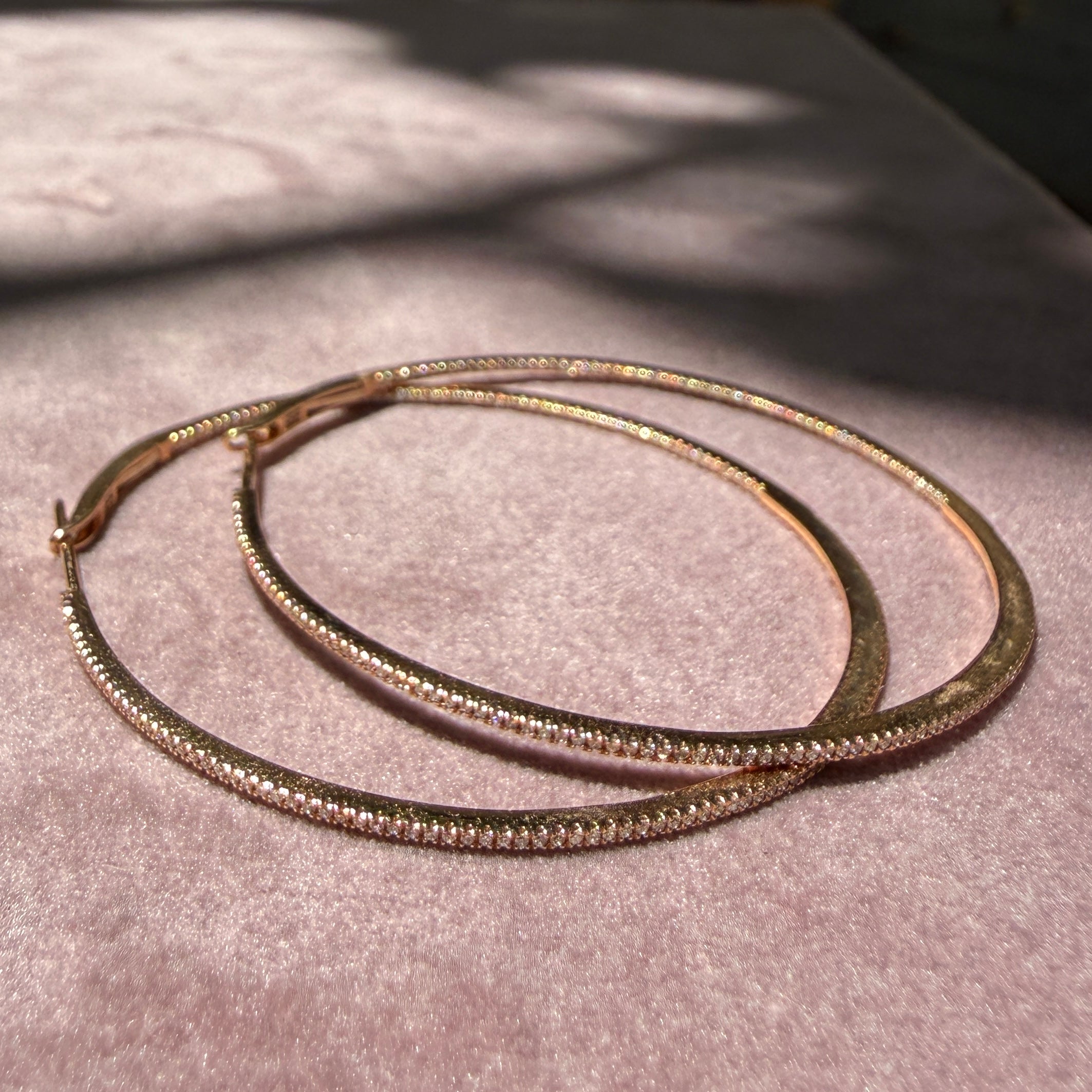 Shylee Rose 18k Rose Gold 2" Diamond Hoops