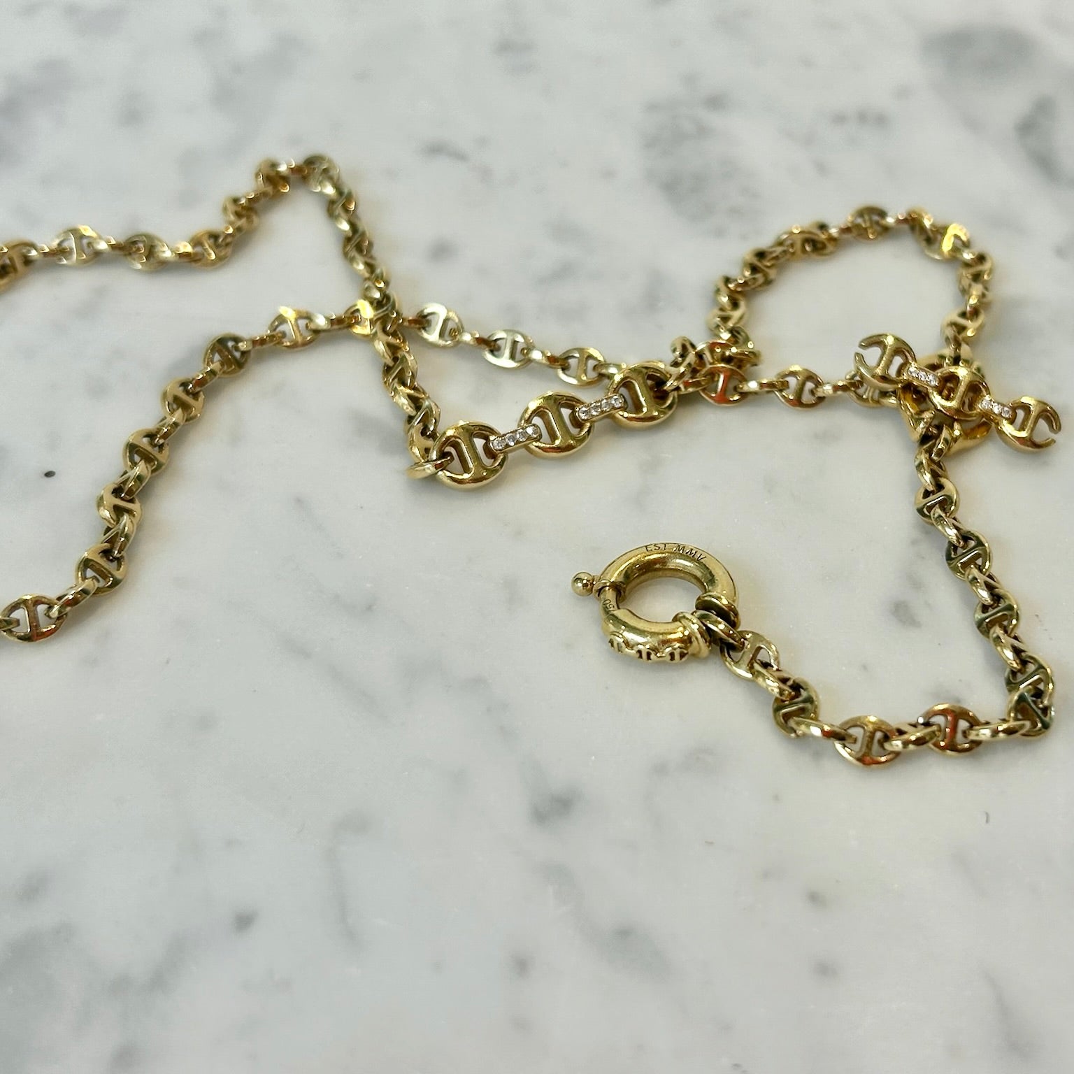 Hoorsenbuhs 18k Yellow Gold Diamond Open-Link Chain Necklace