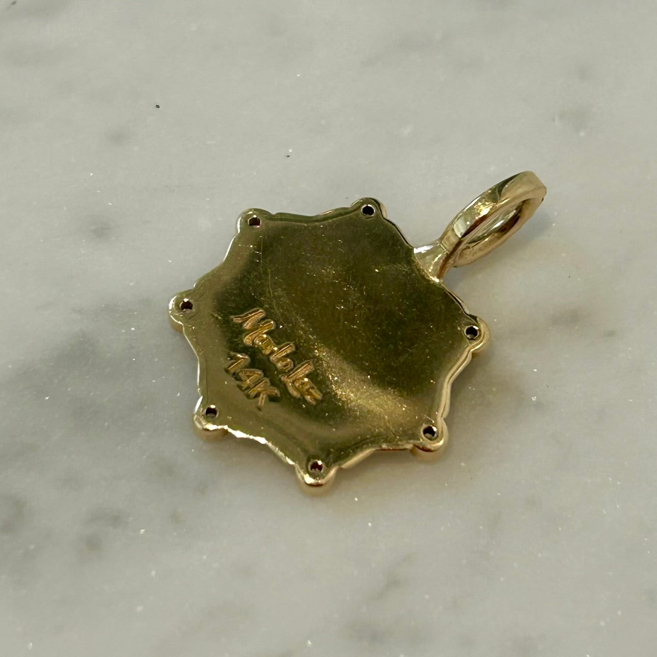 Marlo Laz Diamond Pavé Alphabet "S" Coin Charm in 14k Gold