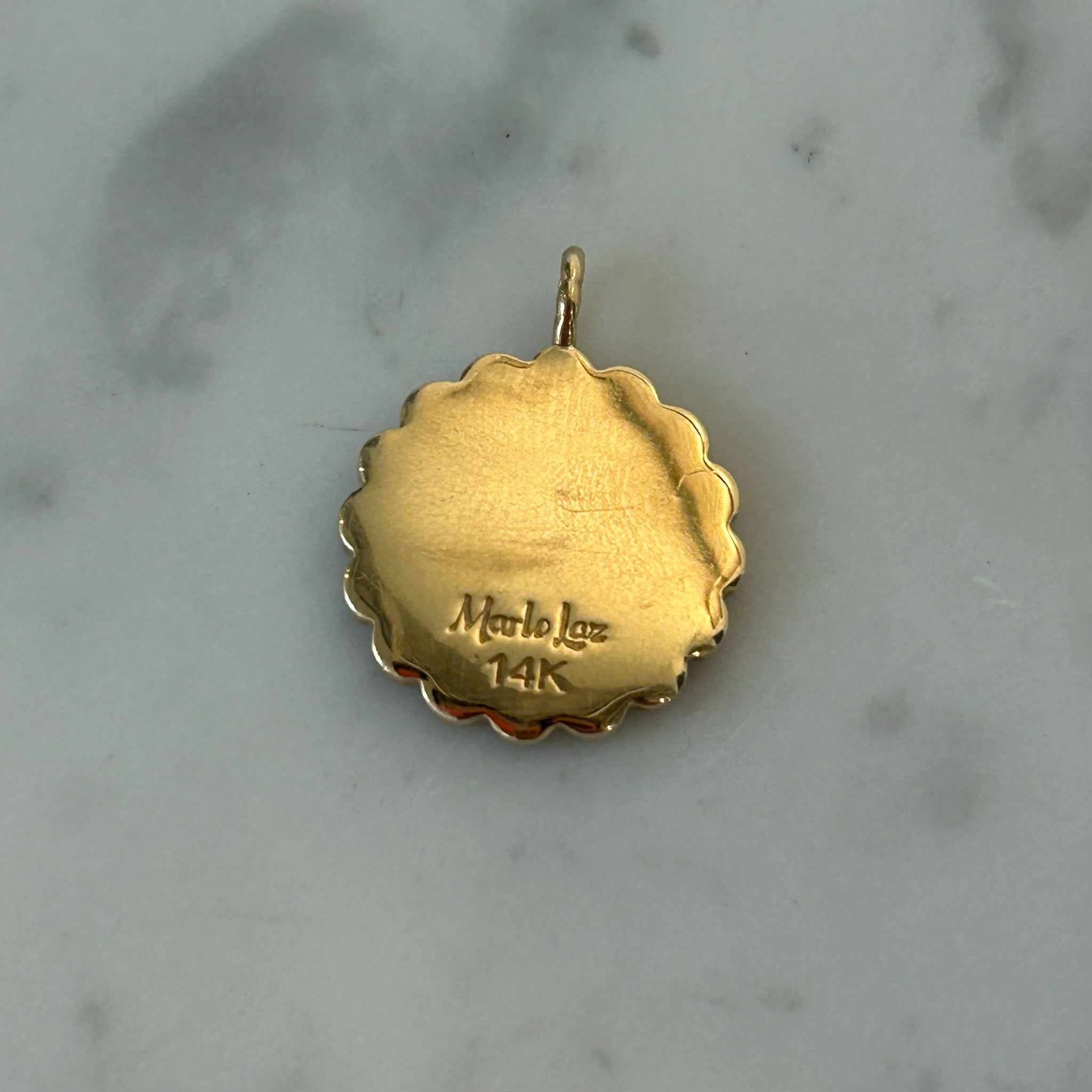 Marlo Laz Mini Raised "Ti Voglio Bene" Diamond Charm in 14k Yellow Gold