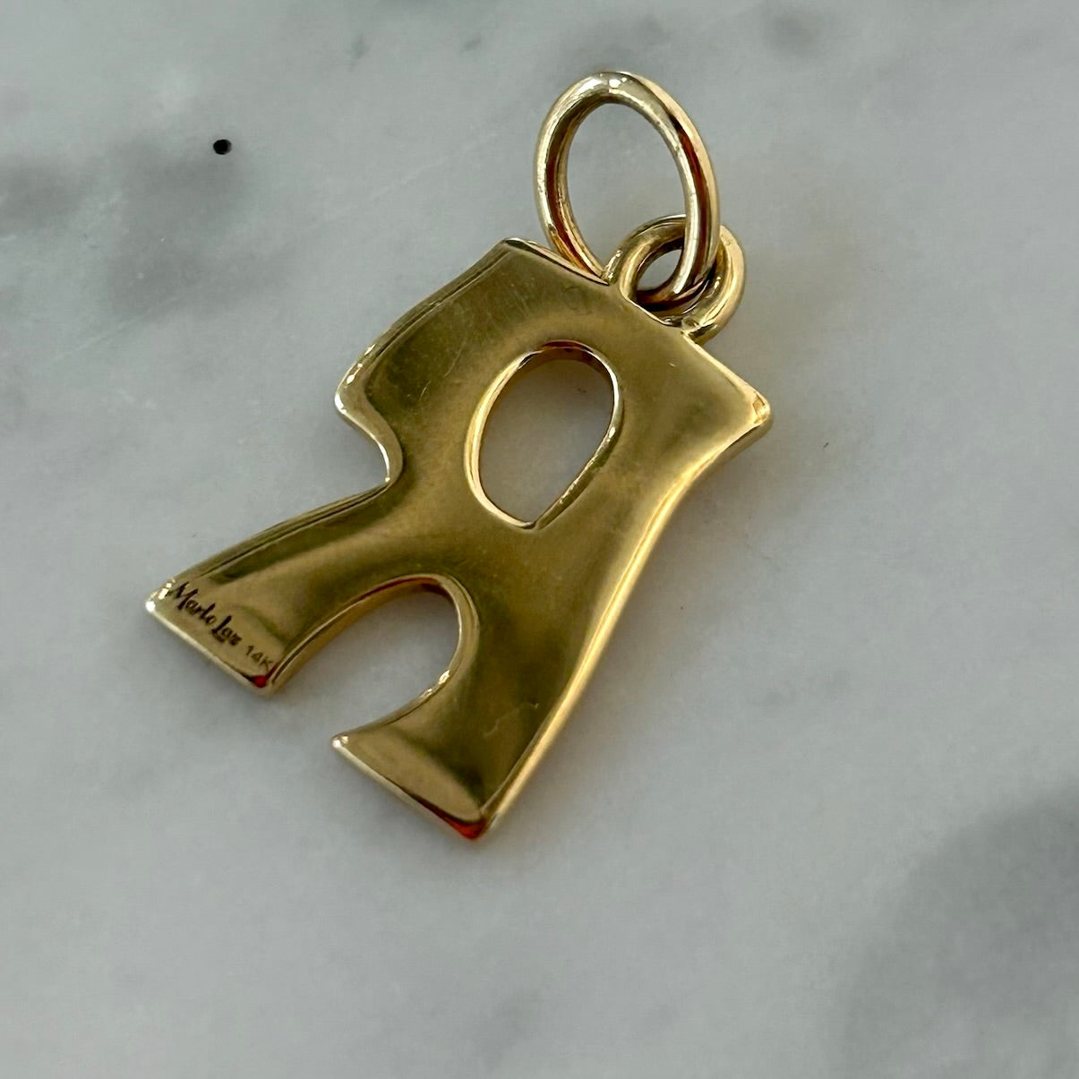 Marlo Laz Large Initial "R"  Charm in 14k Yellow Gold
