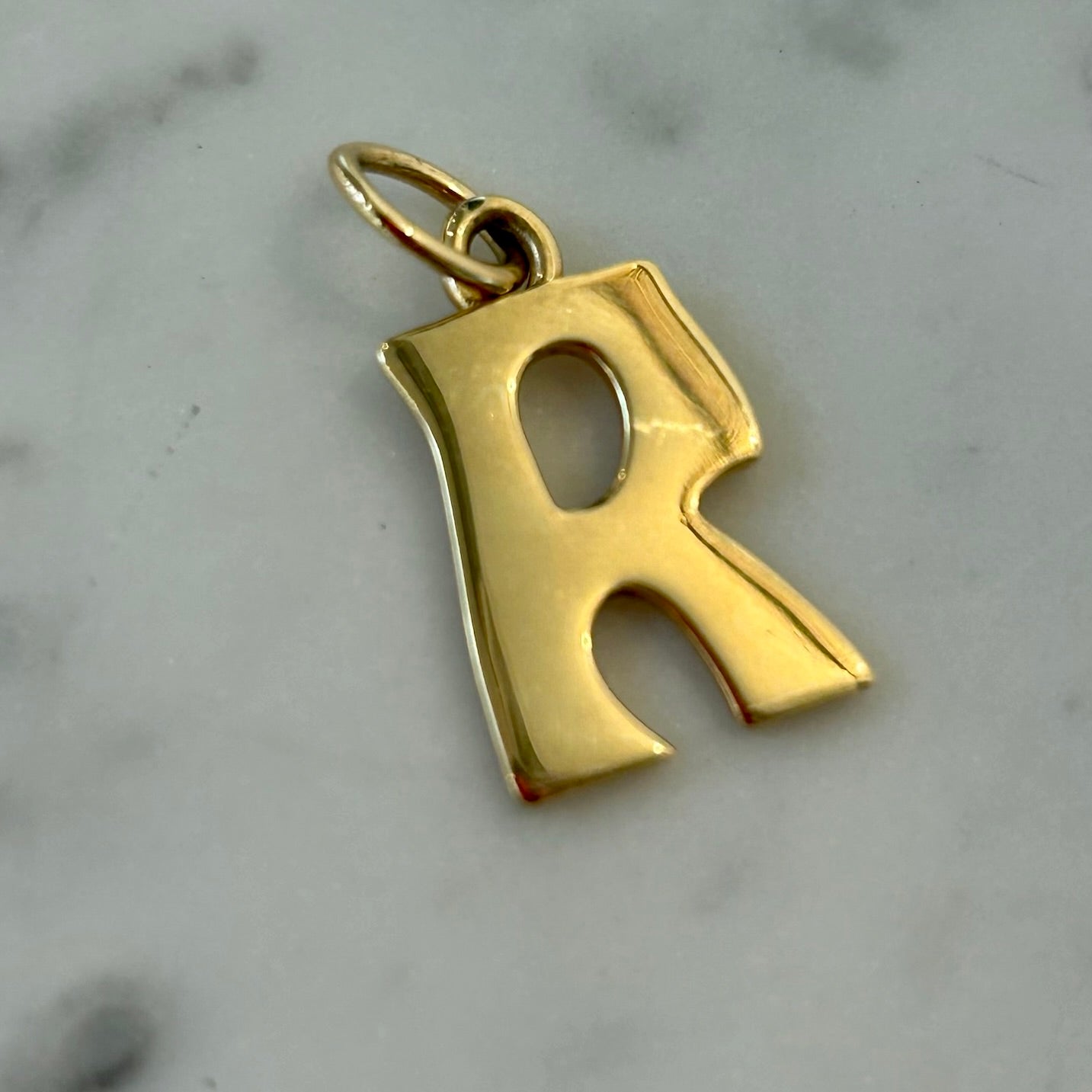 Marlo Laz Large Initial "R"  Charm in 14k Yellow Gold